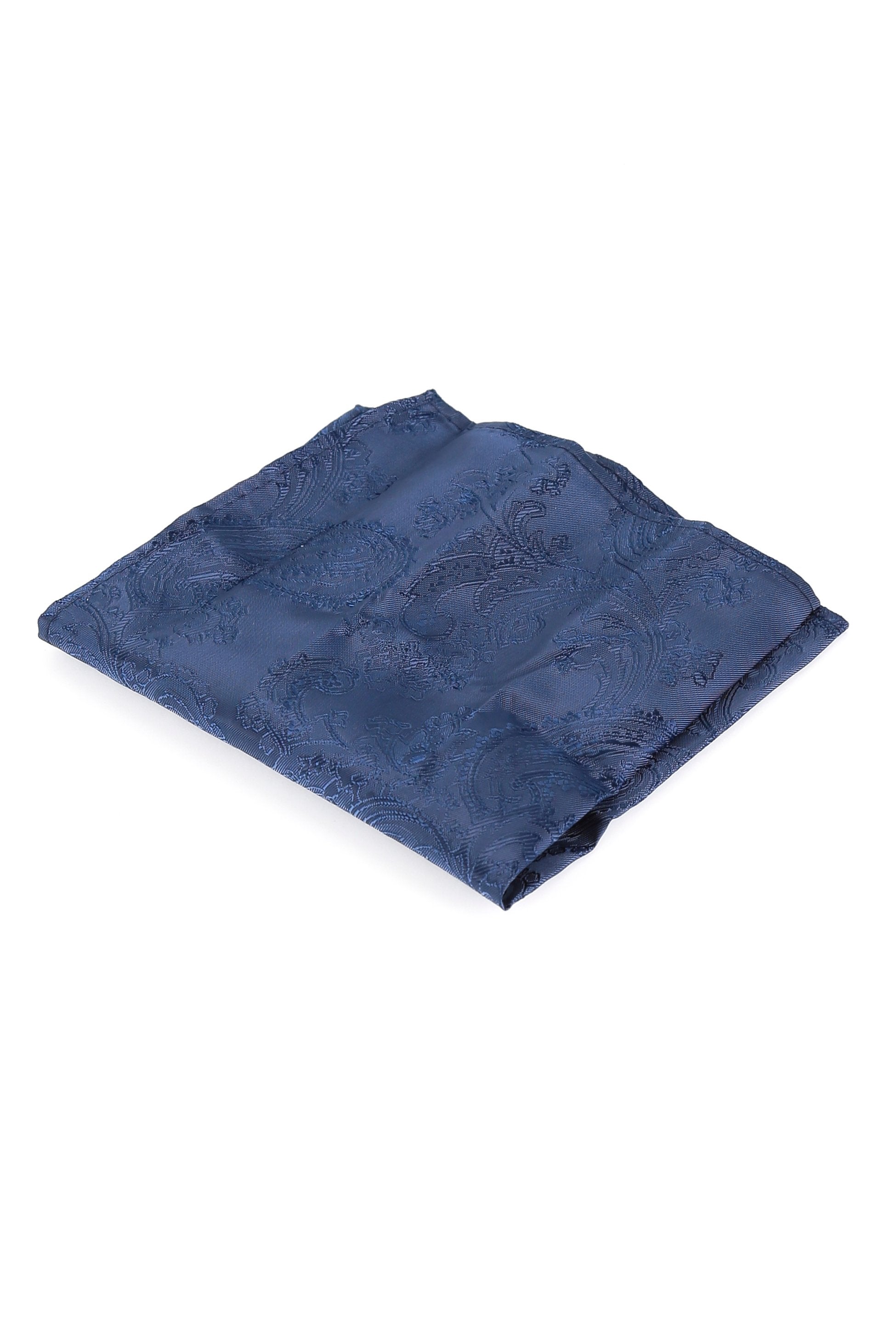 Ensemble cravate et boutons de manchette paisley pour hommes - Bleu foncé