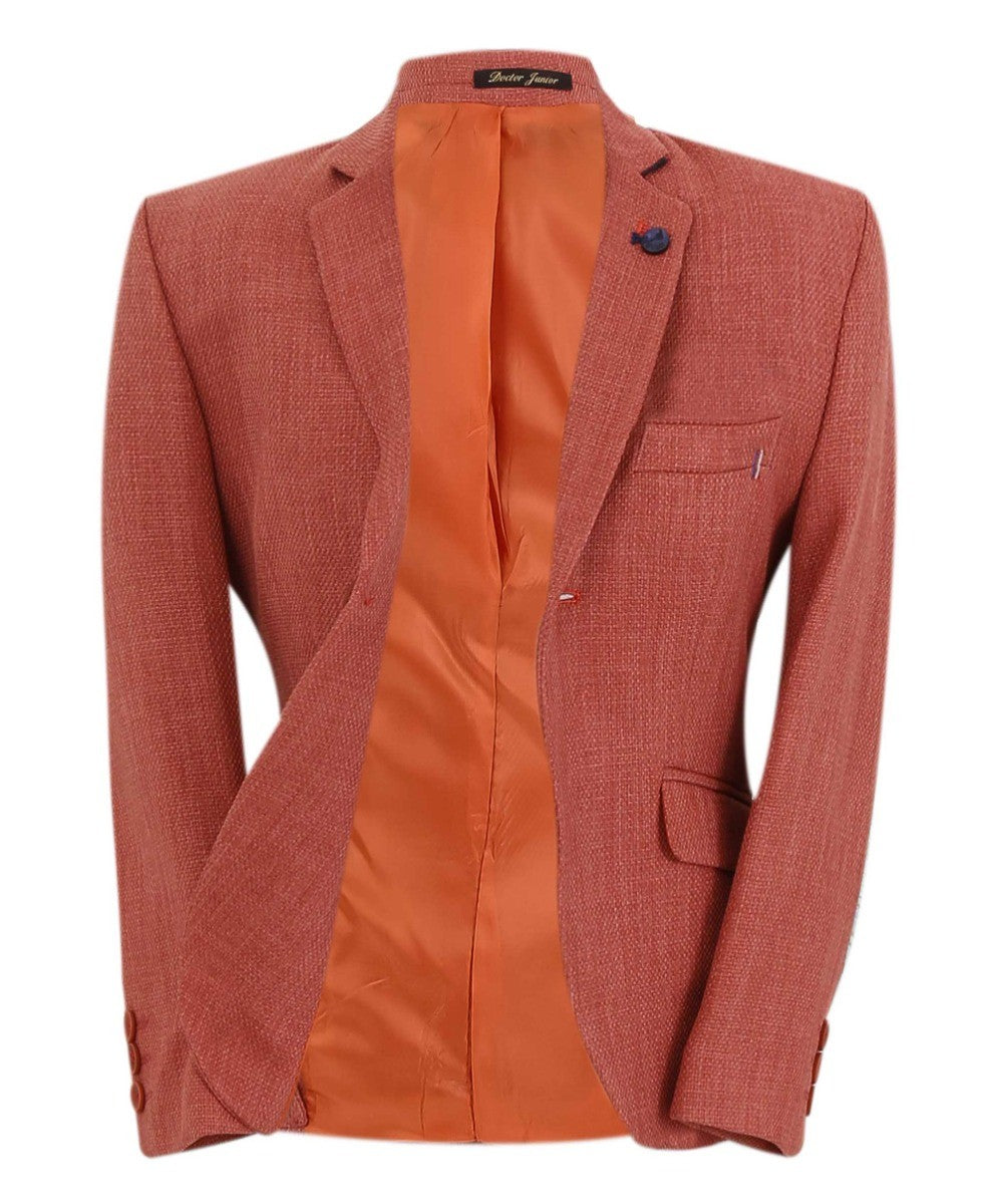 Blazer Texturé à Simple Bouton Slim Fit pour Garçons - VARDY - Brique