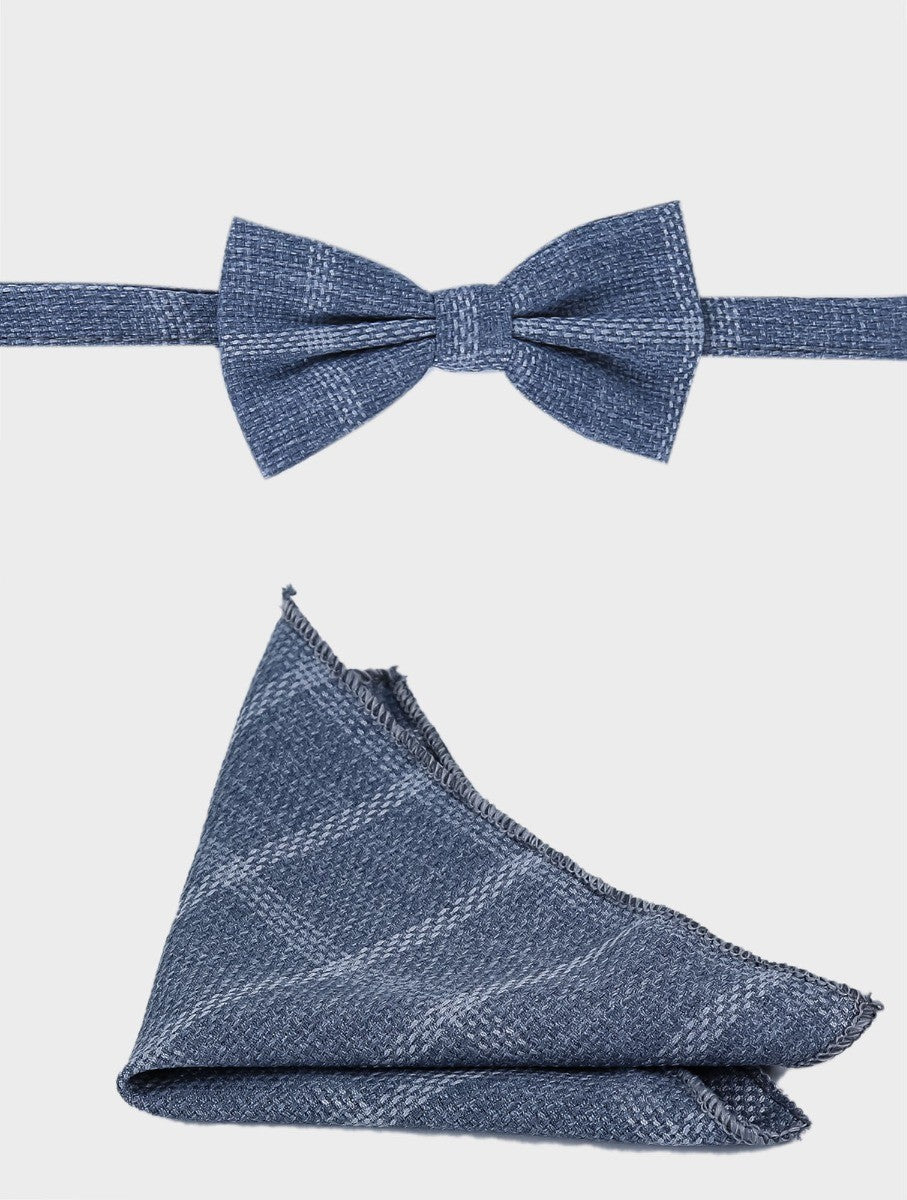 Gilet en Tweed à Carreaux Windowpane pour Garçons - Bleu - Gris