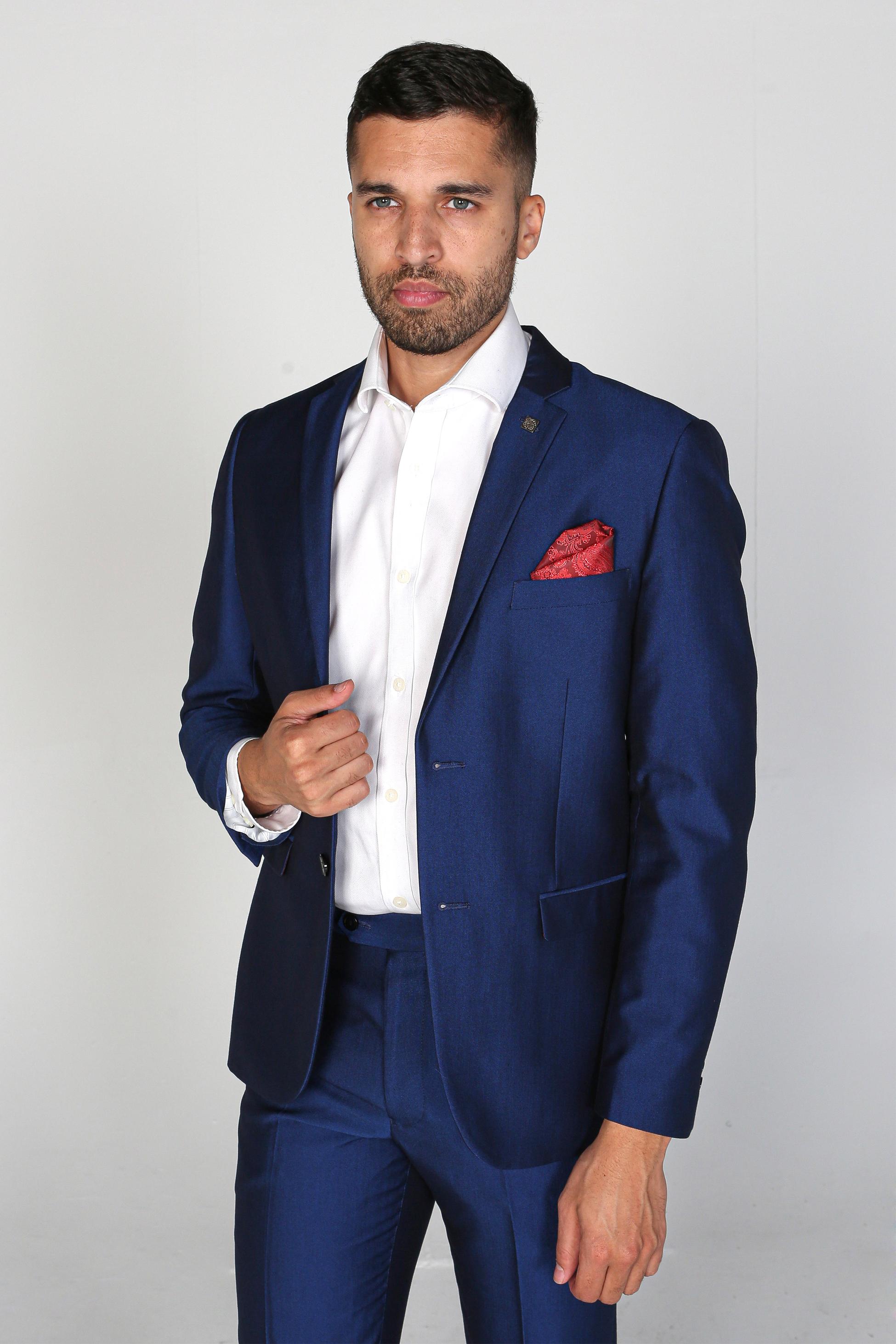 Herren Glanzeffekt Marine Anzugjacke - KINGSLEY - Marineblau