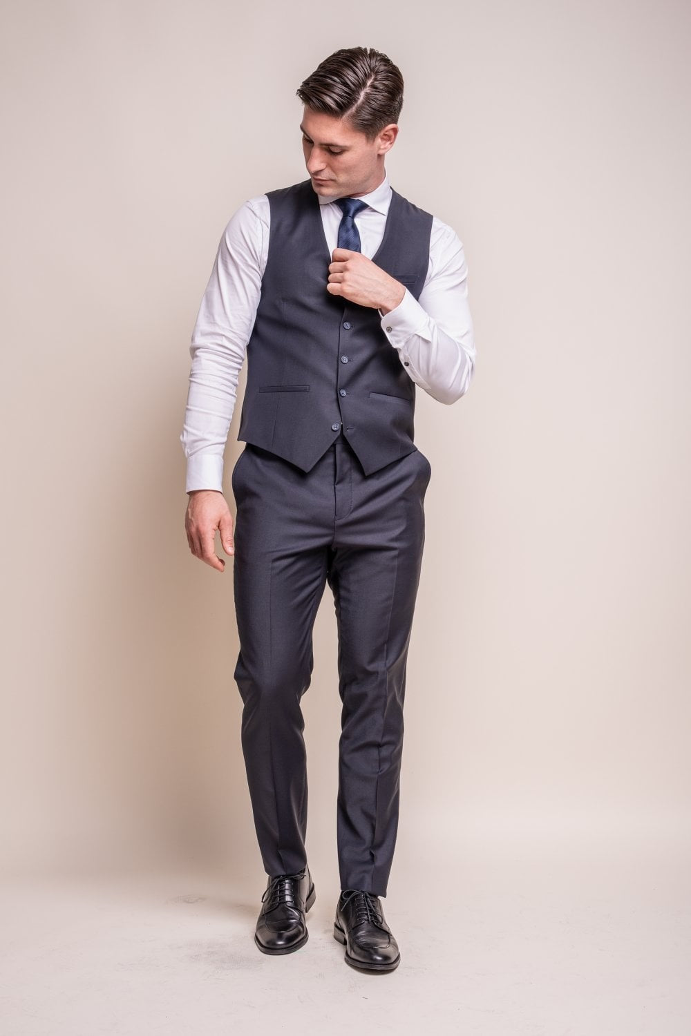 Men's Wool Blend Slim Fit Waistcoat - BOND - Midnight Blue