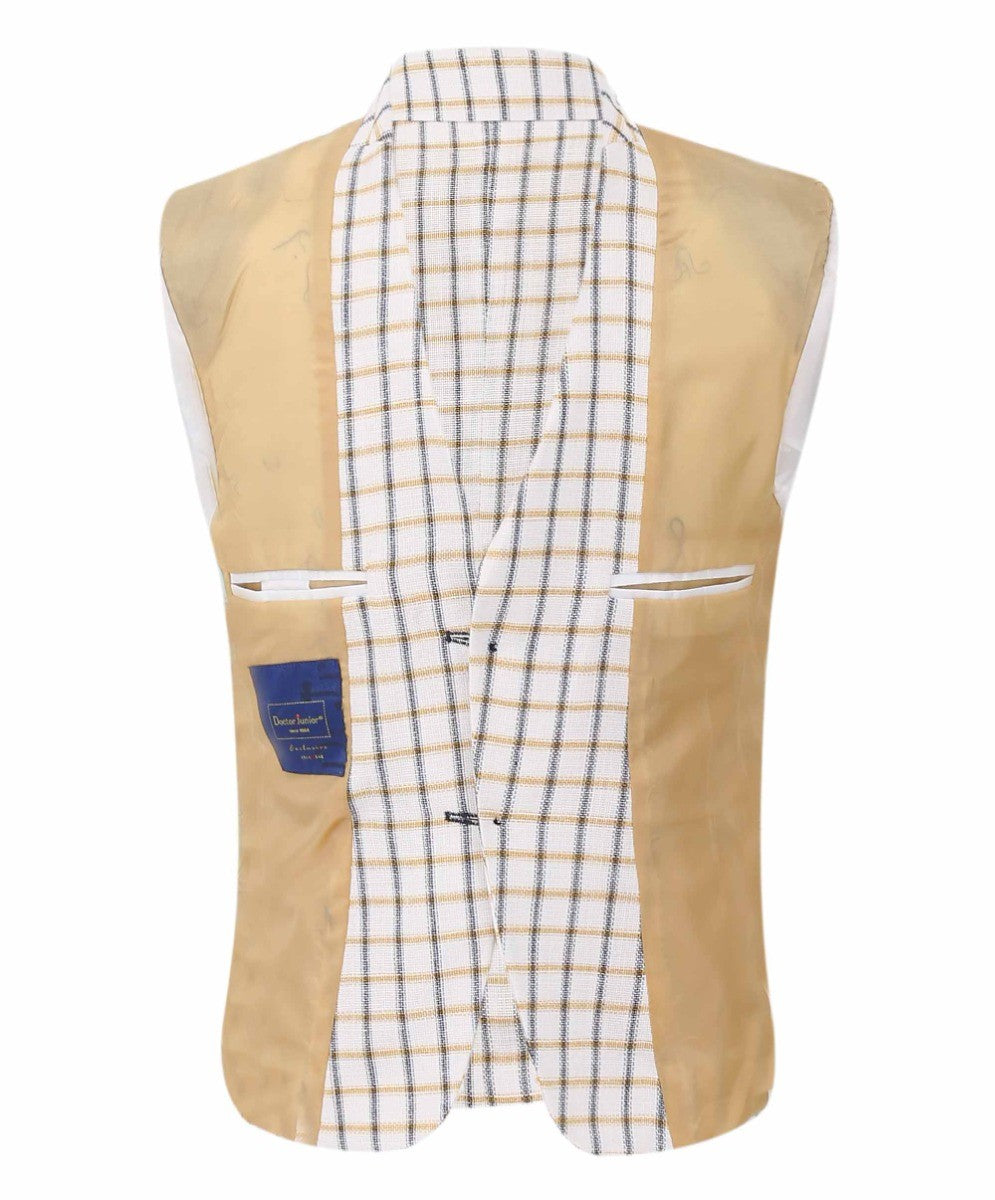 Jungen Karo Blazer und Doppelreihiges Westenanzug-Set - Senf