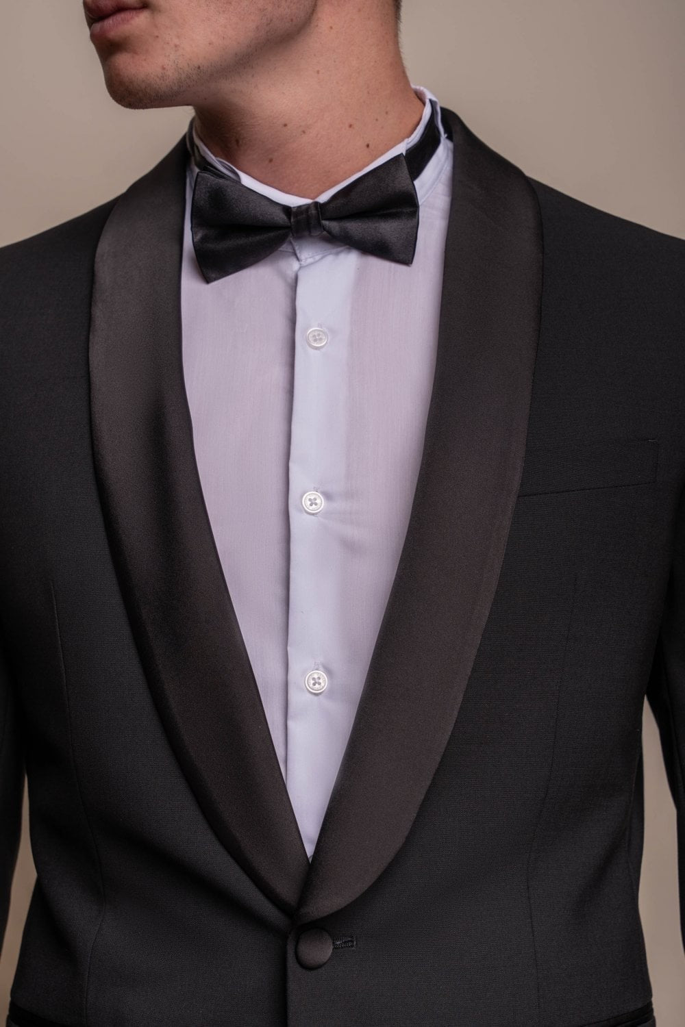 Costume de dîner en laine mélangée ajusté pour hommes - ASPEN - Noir