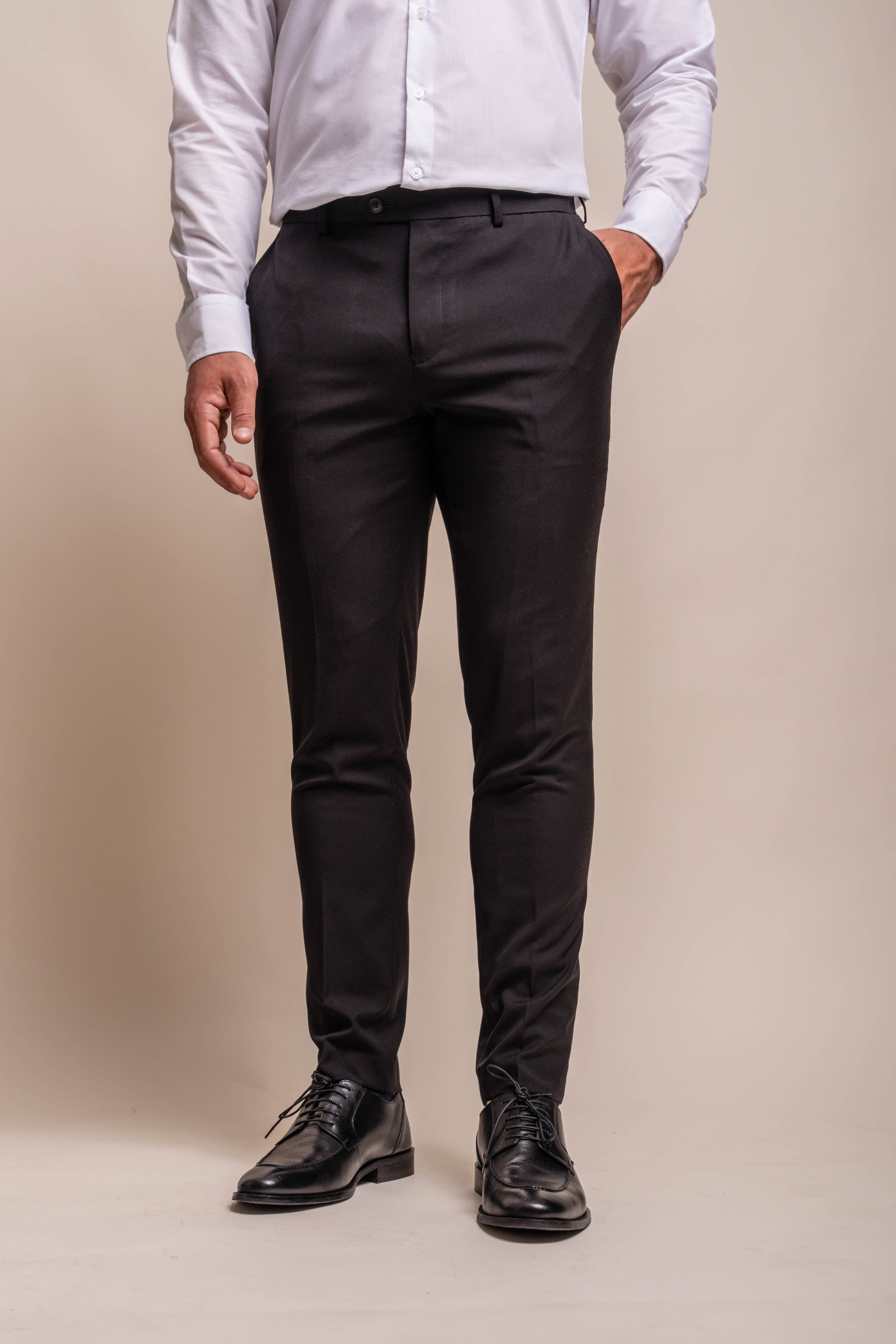 Men's Classic Black Skinny Fit Suit Trousers Formal Plain Dress Pants