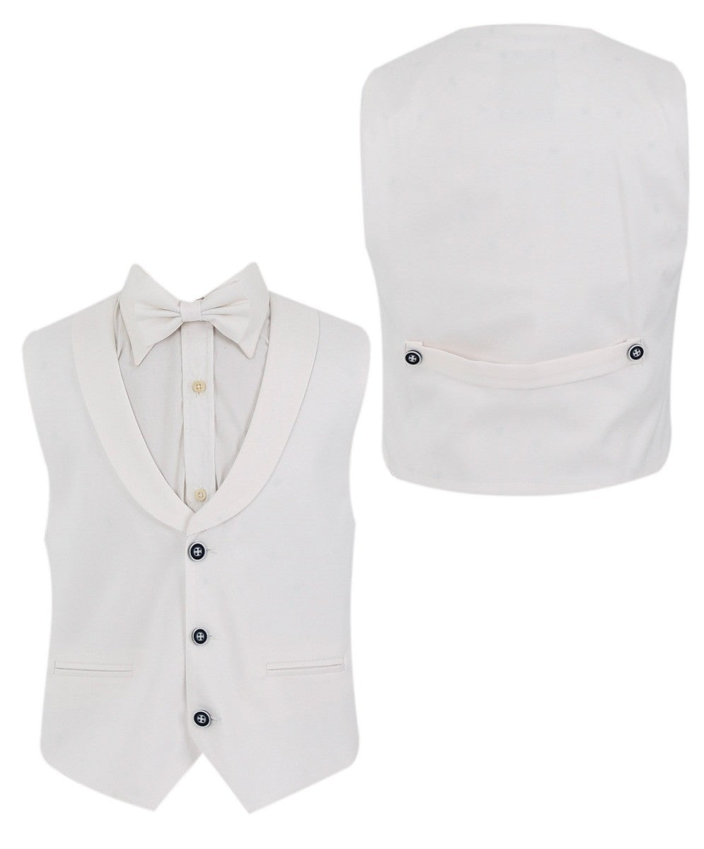 Baby & Boys 3-Piece White Cotton-Linen Waistcoat Suit Set - WHITBY
