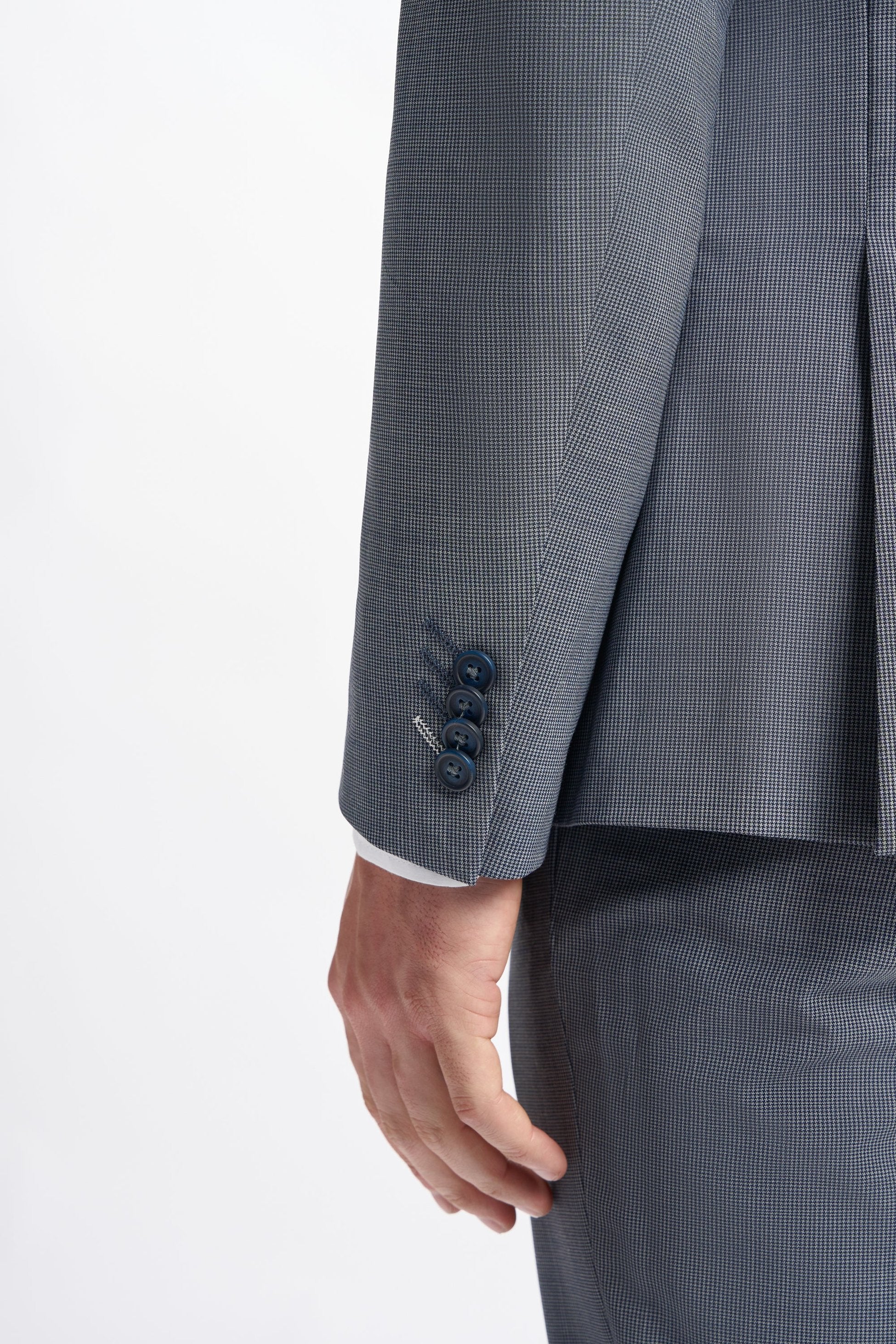 Costume en pied-de-poule gris bleu pour hommes - BOND D/B - Bleu Gris