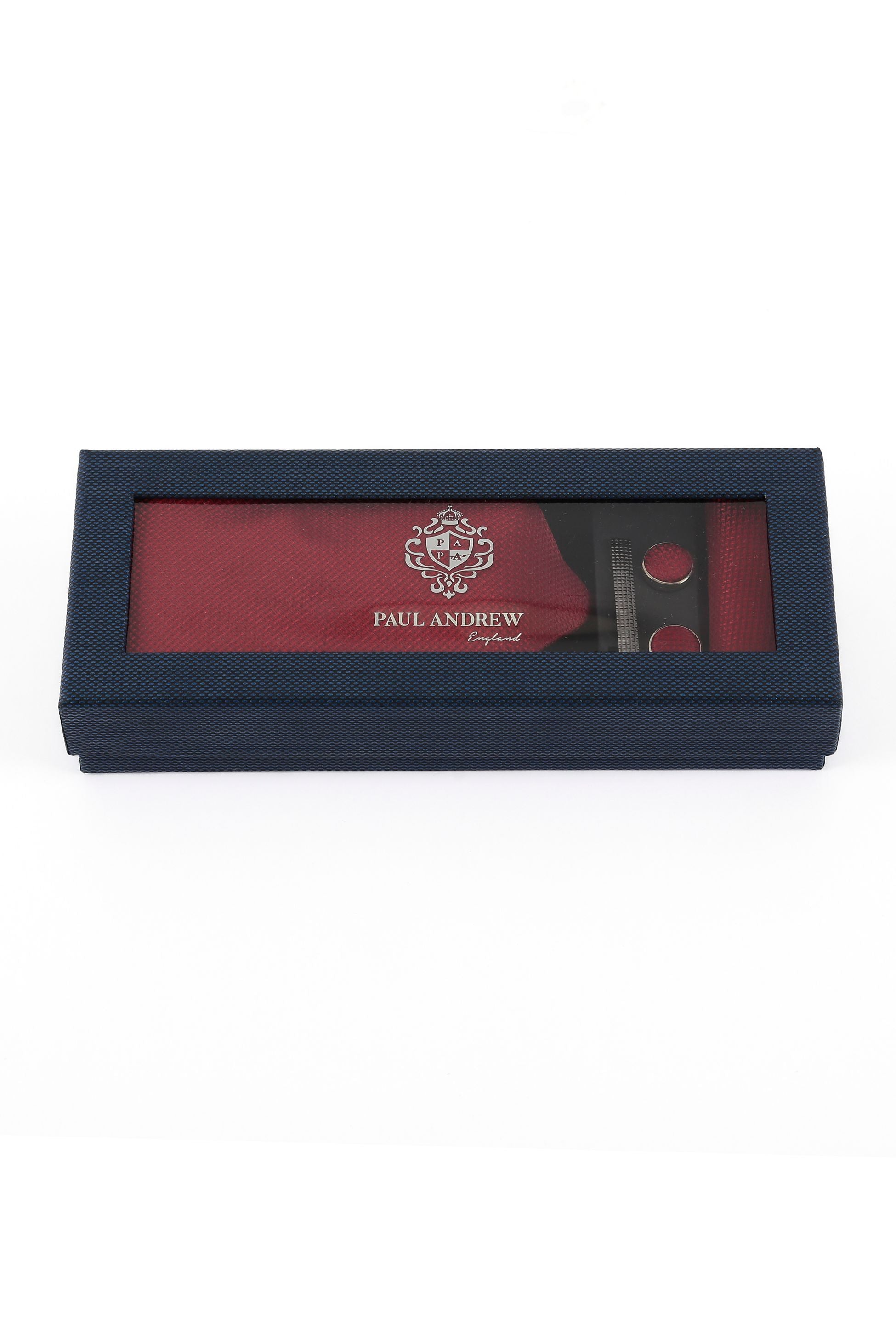 Men's Textured Tie & Cufflinks Set - Burgundy