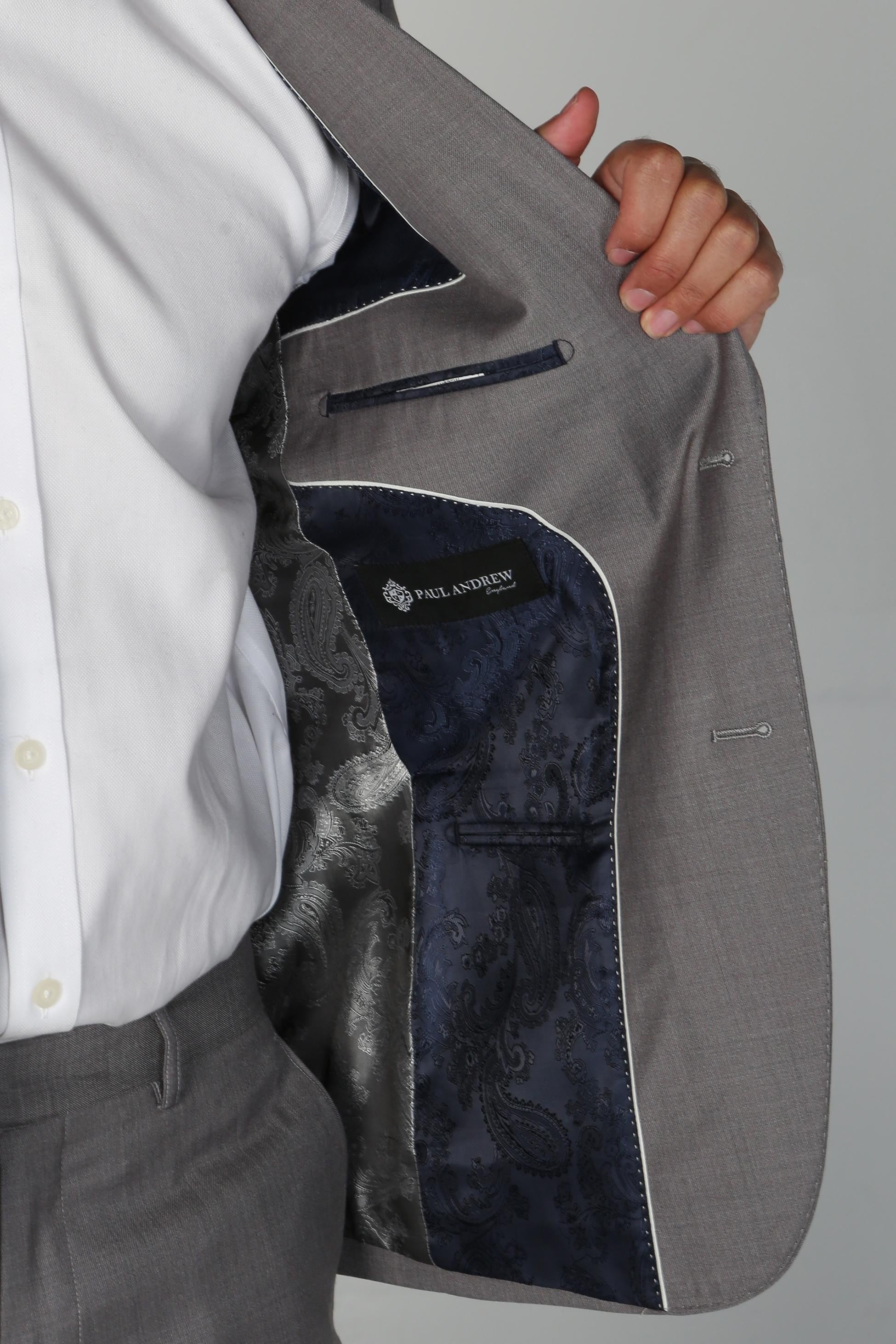 Men's Tailored Fit Formal Suit - CHARLES - Light Grey