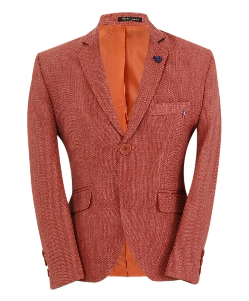 Blazer Texturé à Simple Bouton Slim Fit pour Garçons - VARDY - Brique