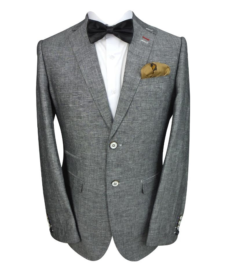 Herren Slim Fit Leinenanzug - ETHAN Style - Schwarzgrau