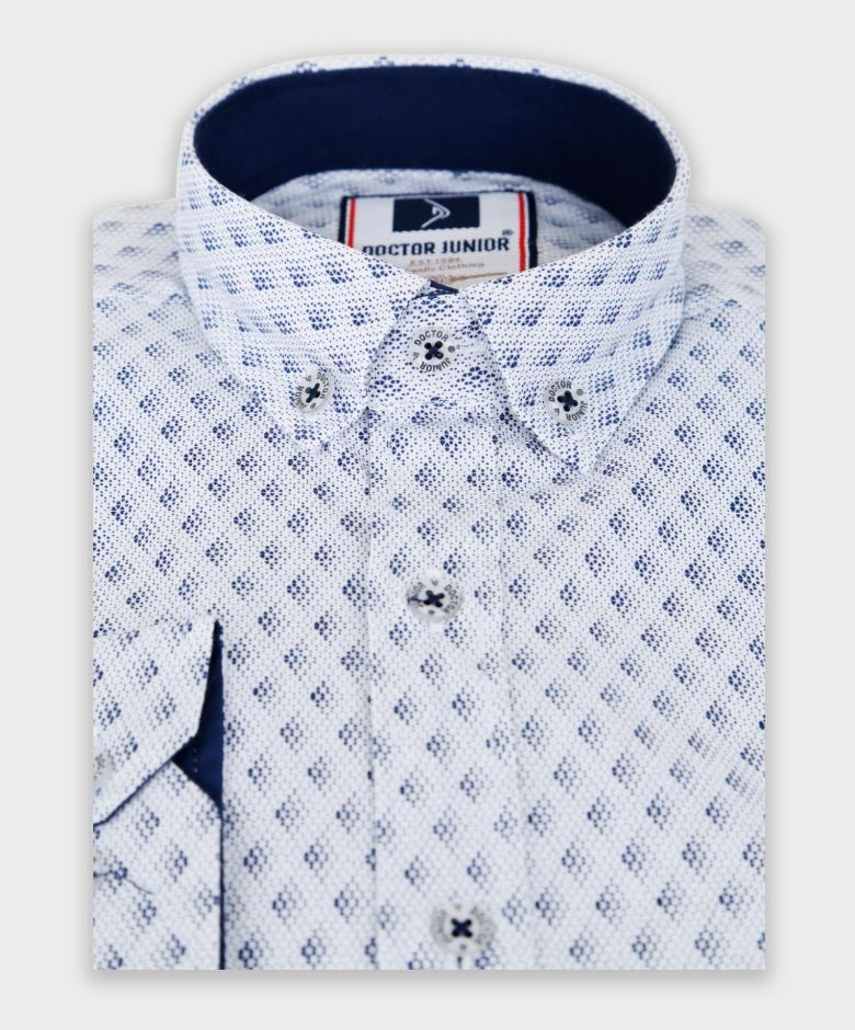 Chemise à Imprimé Slim Fit pour Garçons - Blanc - Bleu