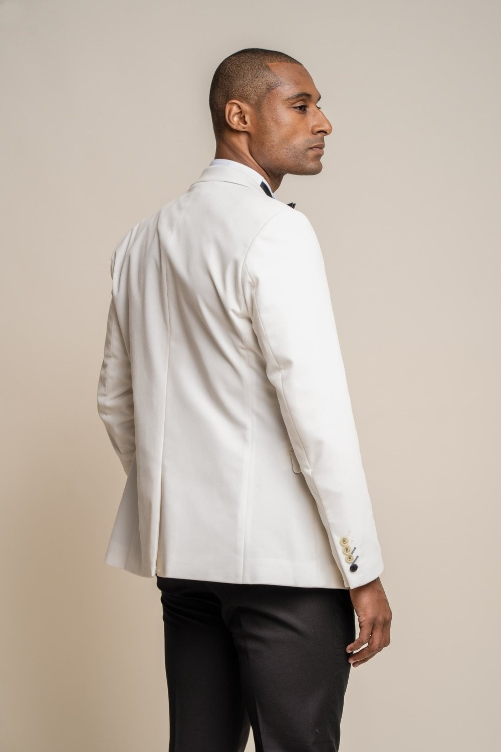 Herren Slim Fit Samt Smoking Blazer - ROSA - Ecru
