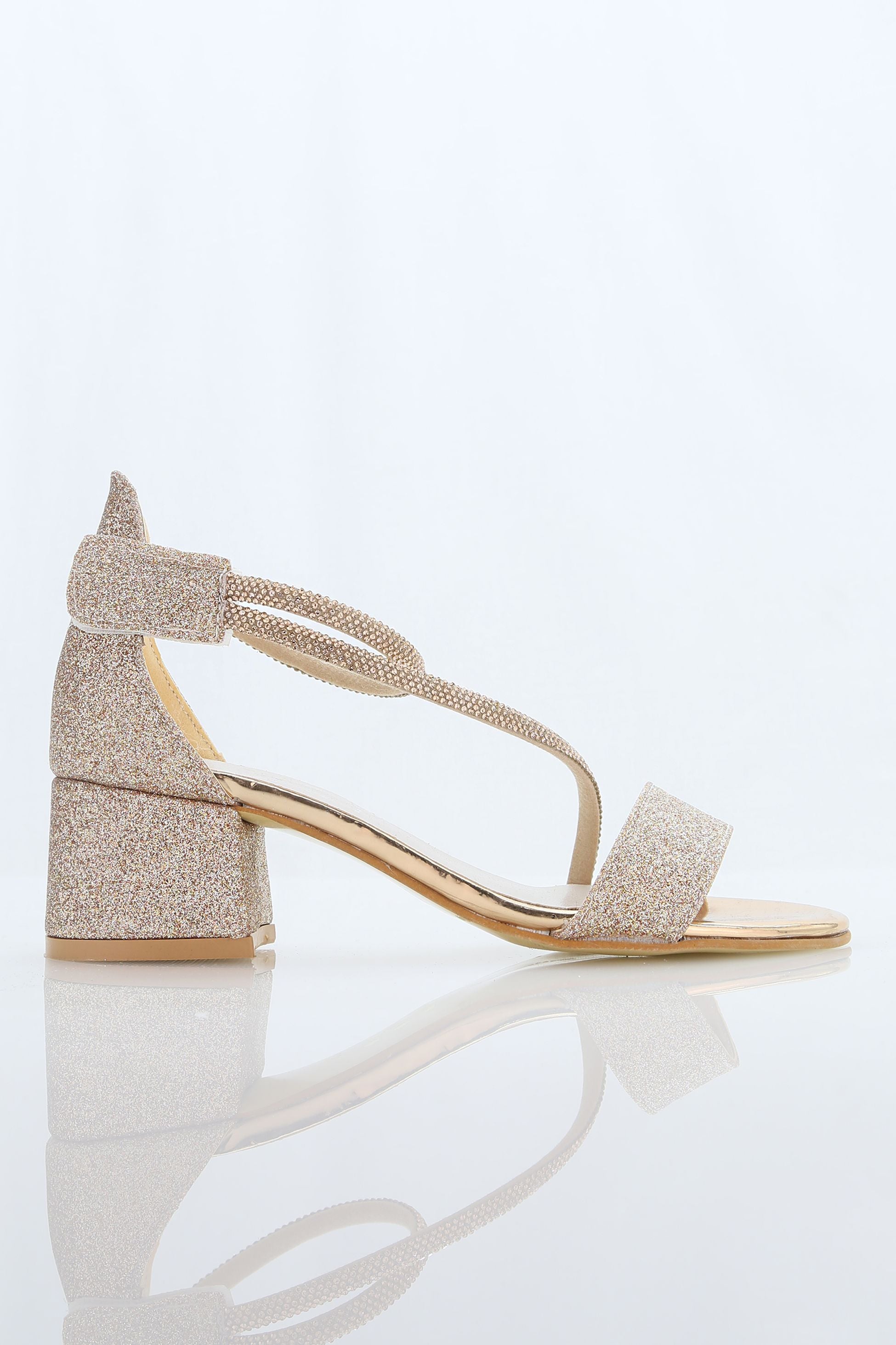 Sandales à talons blocs avec brides croisées en strass pour filles - DAZZLE - Or