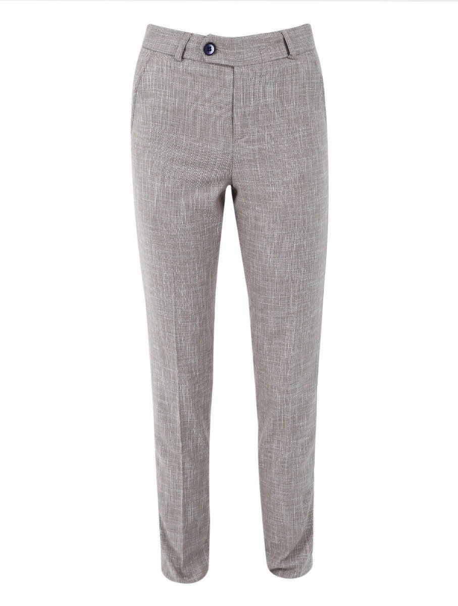 Jungen Slim Fit Fensterkaro Anzug - Beige