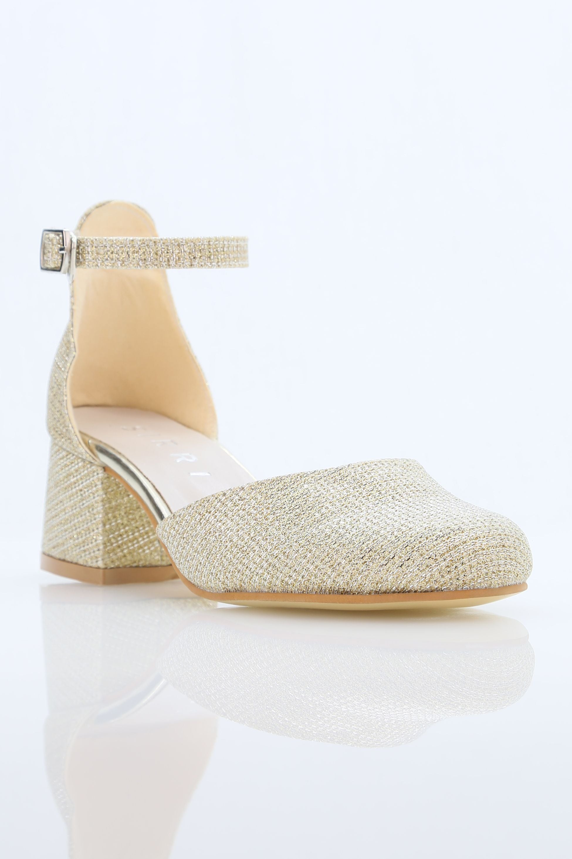 Chaussures à talons blocs blanches à bride pour filles - ELISE - Or