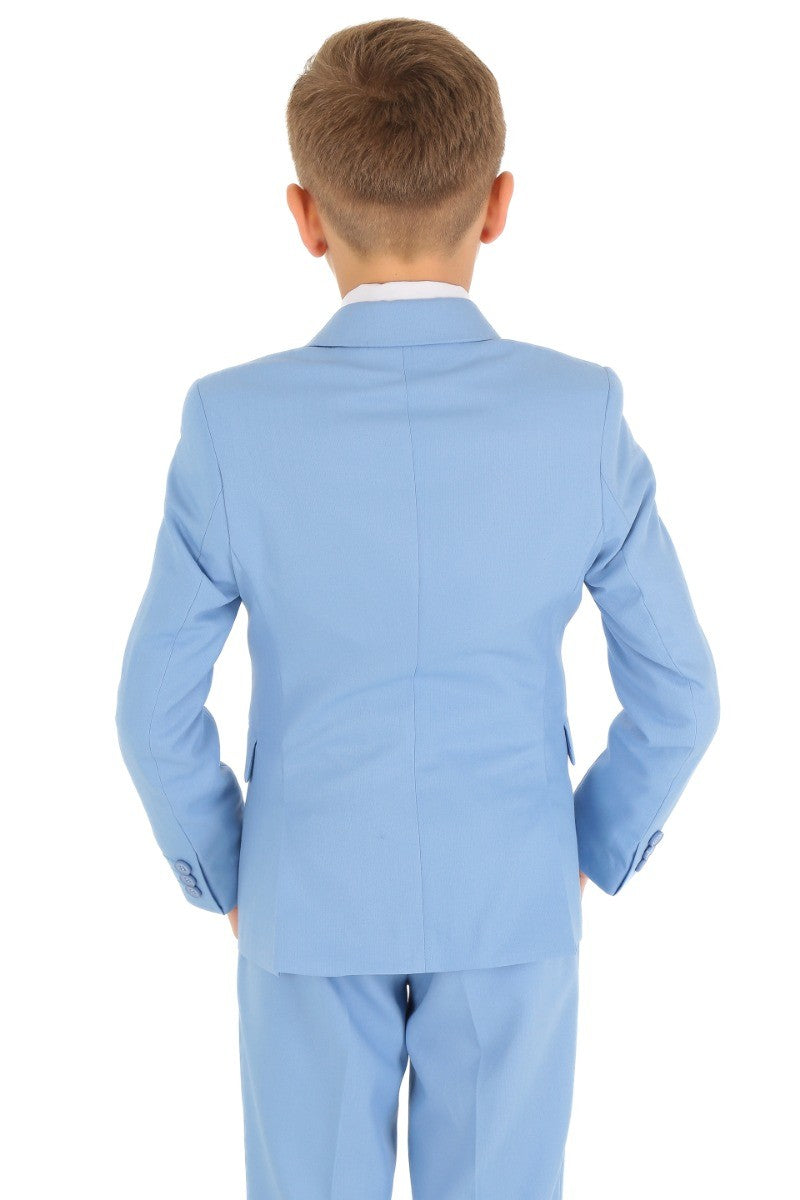 Jungen Slim Fit Fischgrät 8-teiliges Anzug-Set - KING - Himmelblau