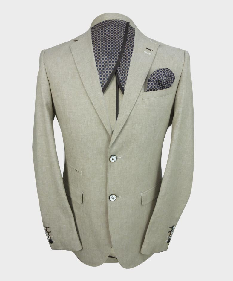 Herren Slim Fit Leinenblazer - ETHAN - Khakibeige