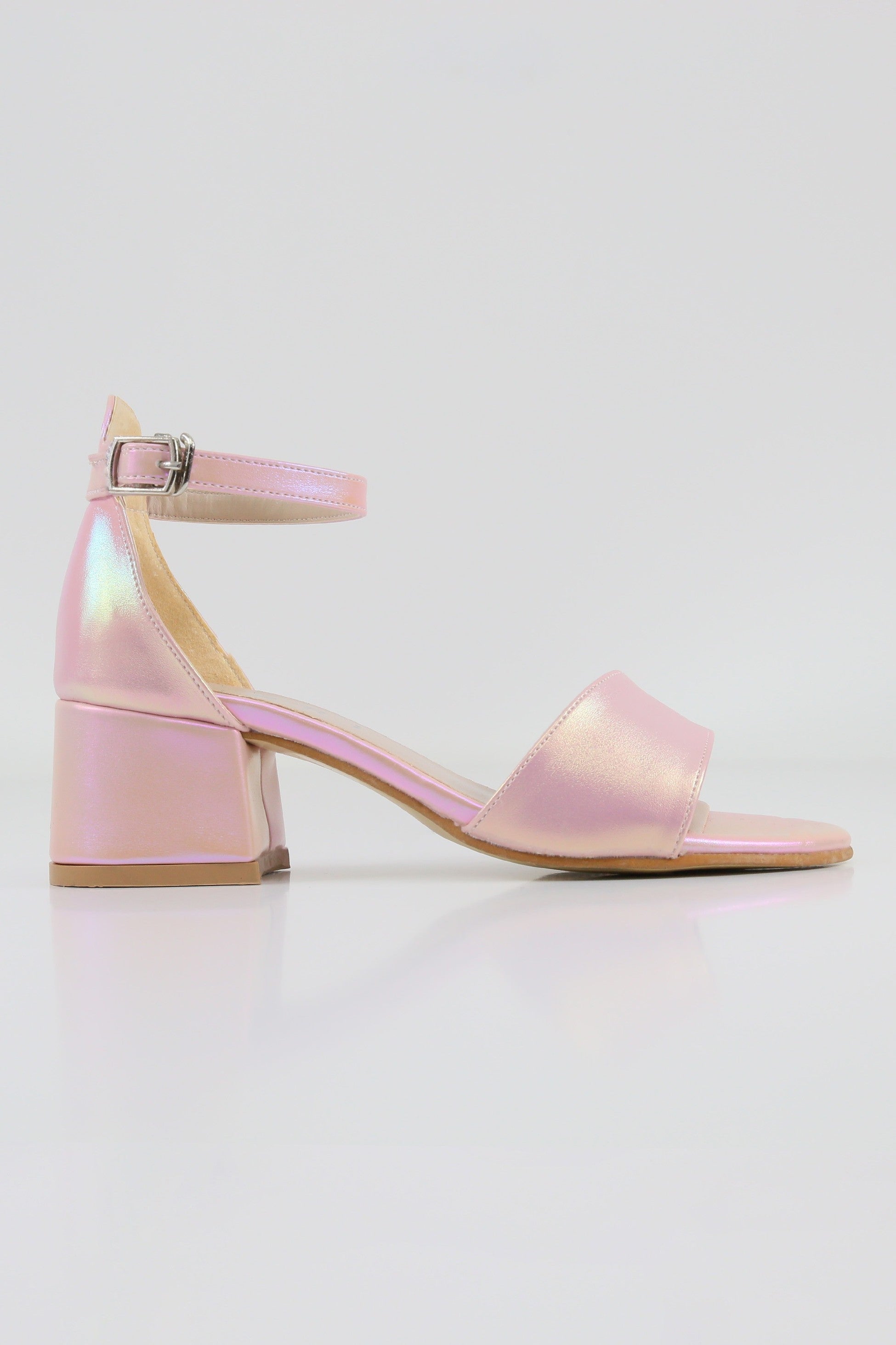 Mädchen Fesselsandalen mit Blockabsatz und schillerndem Effekt - GRACE - Rosa