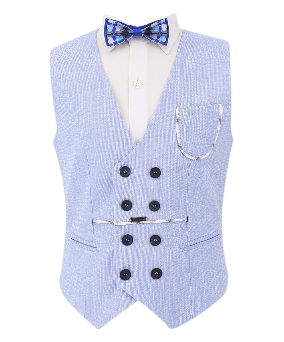 Jungen Karo Blazer und Doppelreihiges Westenanzug-Set - Blau