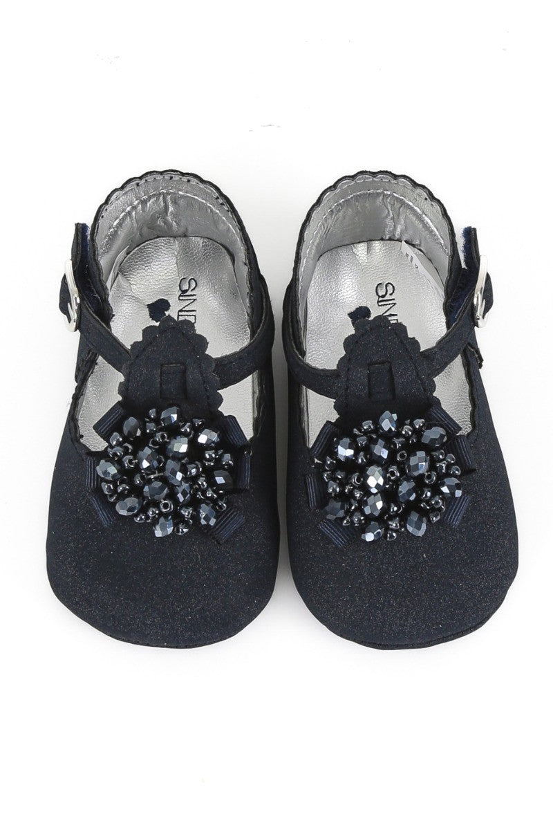 Chaussures pour Bébés Pré-Marchants avec Perles - Bleu Marine