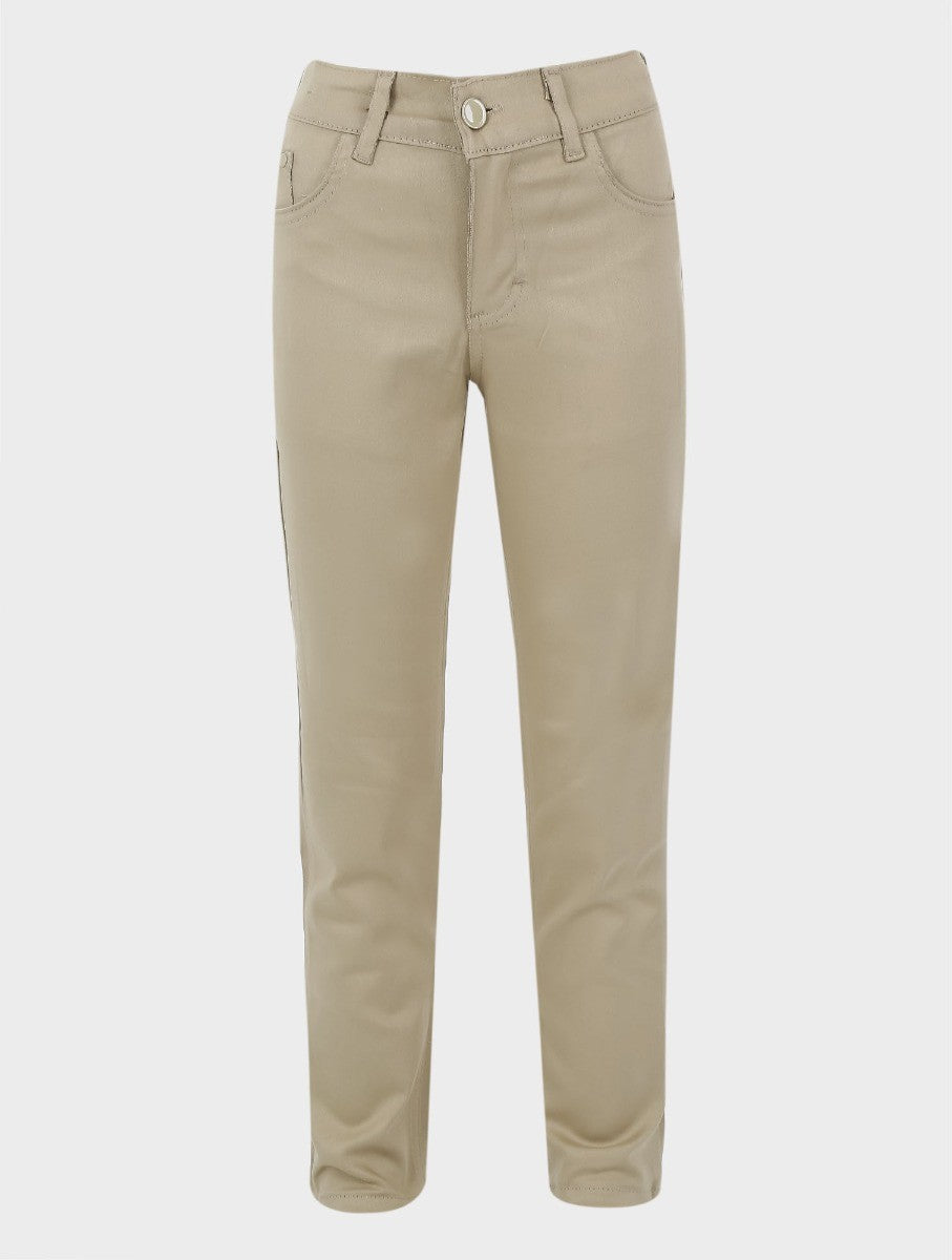 Boys Casual Stretch Chino Trousers - Beige