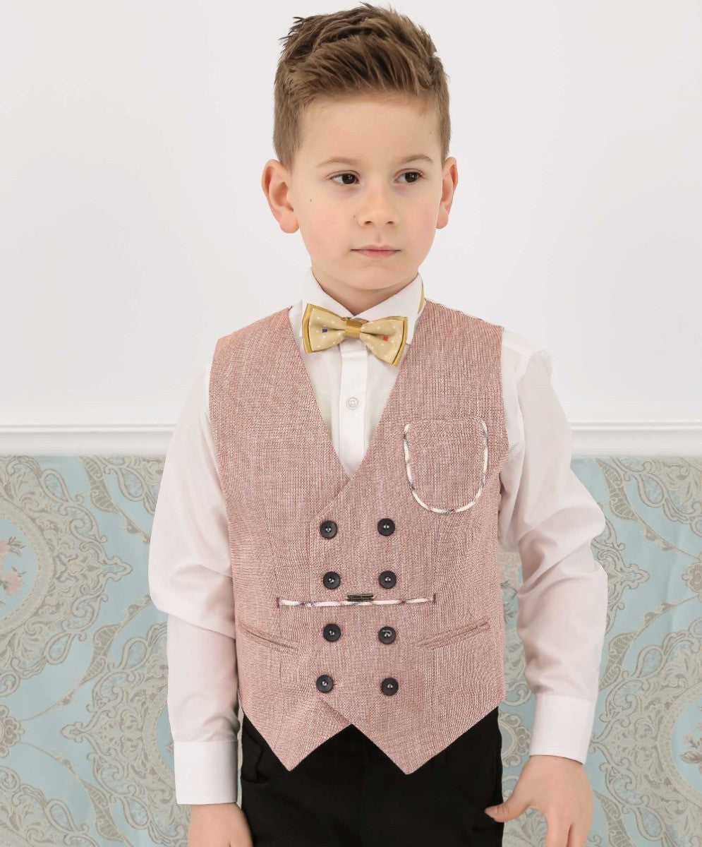 Jungen Karo Blazer und Doppelreihiges Westenanzug-Set - Bordeaux