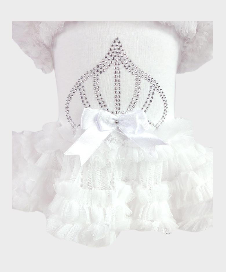 Bodysuit Tutu en Tulle et Coton pour Fillettes - Blanc