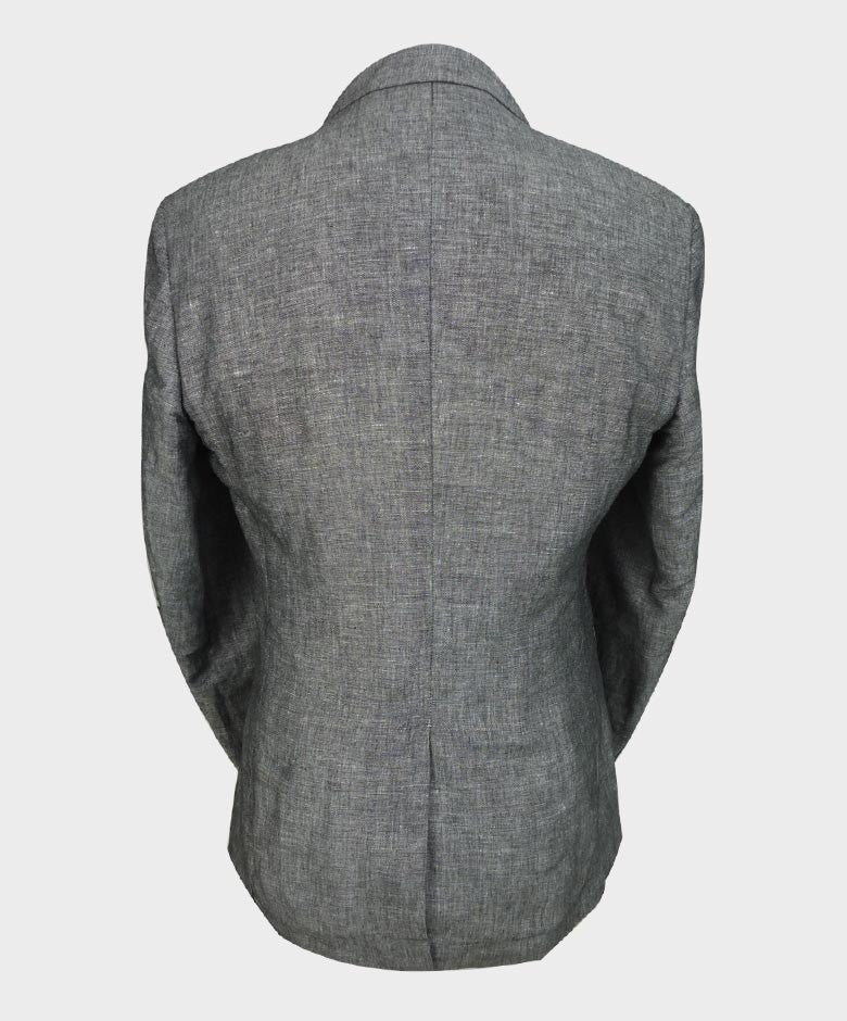 Herren Slim Fit Leinenblazer - ETHAN - Schwarzgrau