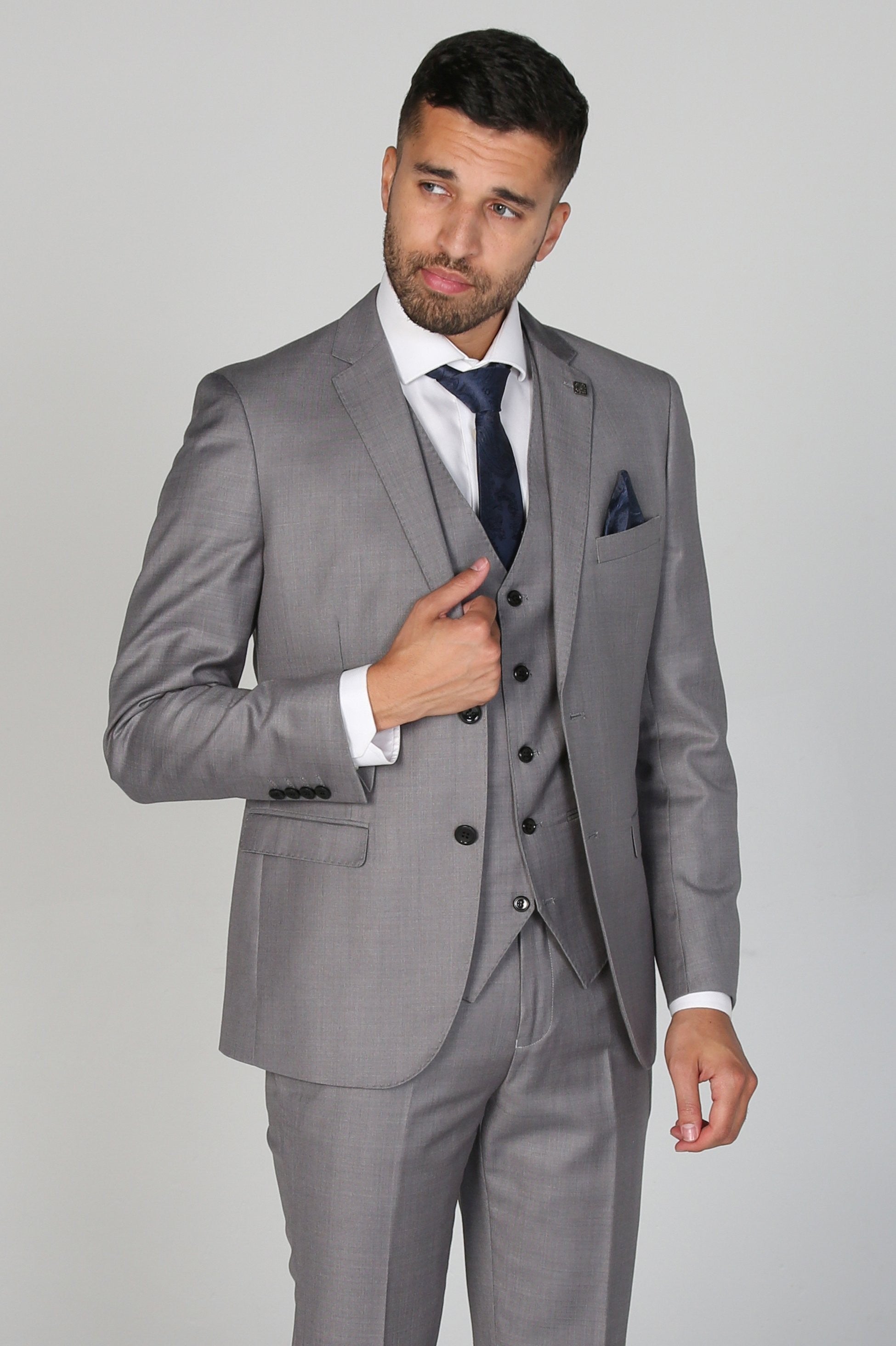 Men's Tailored Fit Formal Suit - CHARLES - Light Grey