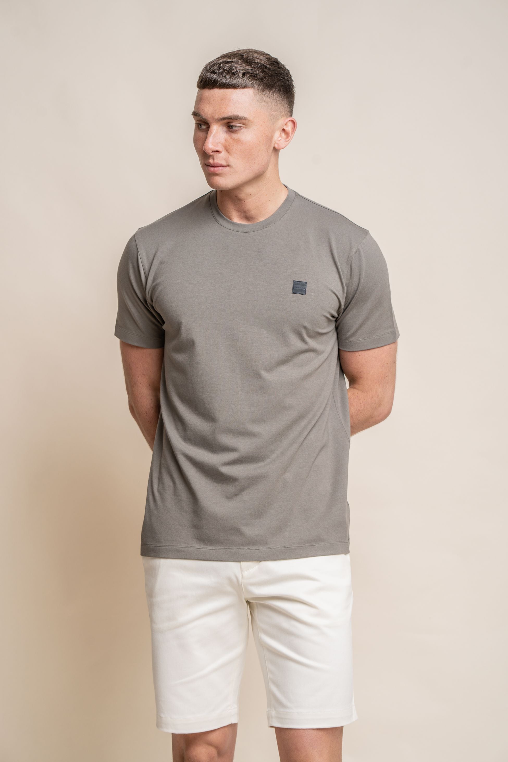 T-shirt en coton à col rond pour hommes - BOGART - Vert Sauge