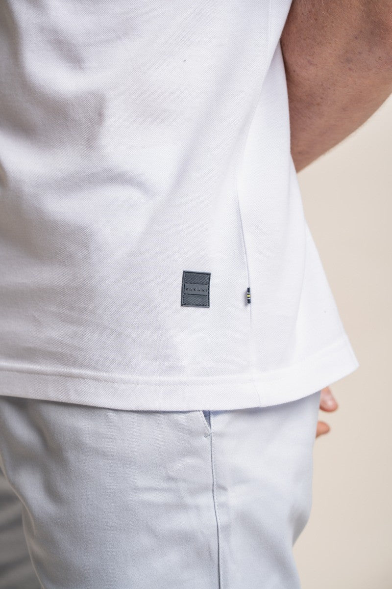 T-shirt polo en coton ajusté pour hommes - FINLAY - Blanc