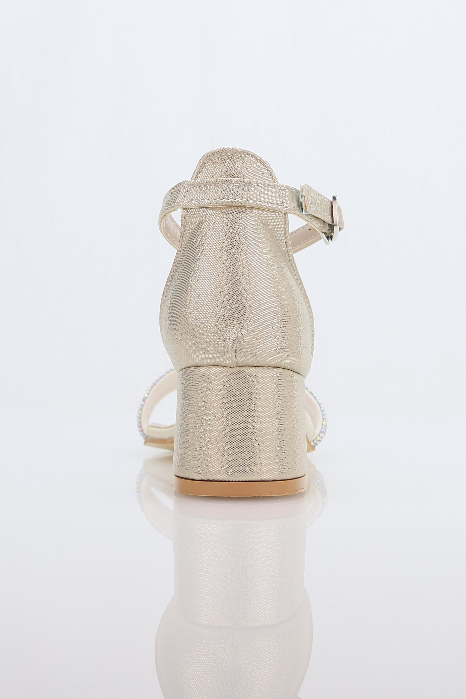 Mädchen Texturierte Blockabsatz Sandalen mit Strassriemen - TWINKLE - Gold