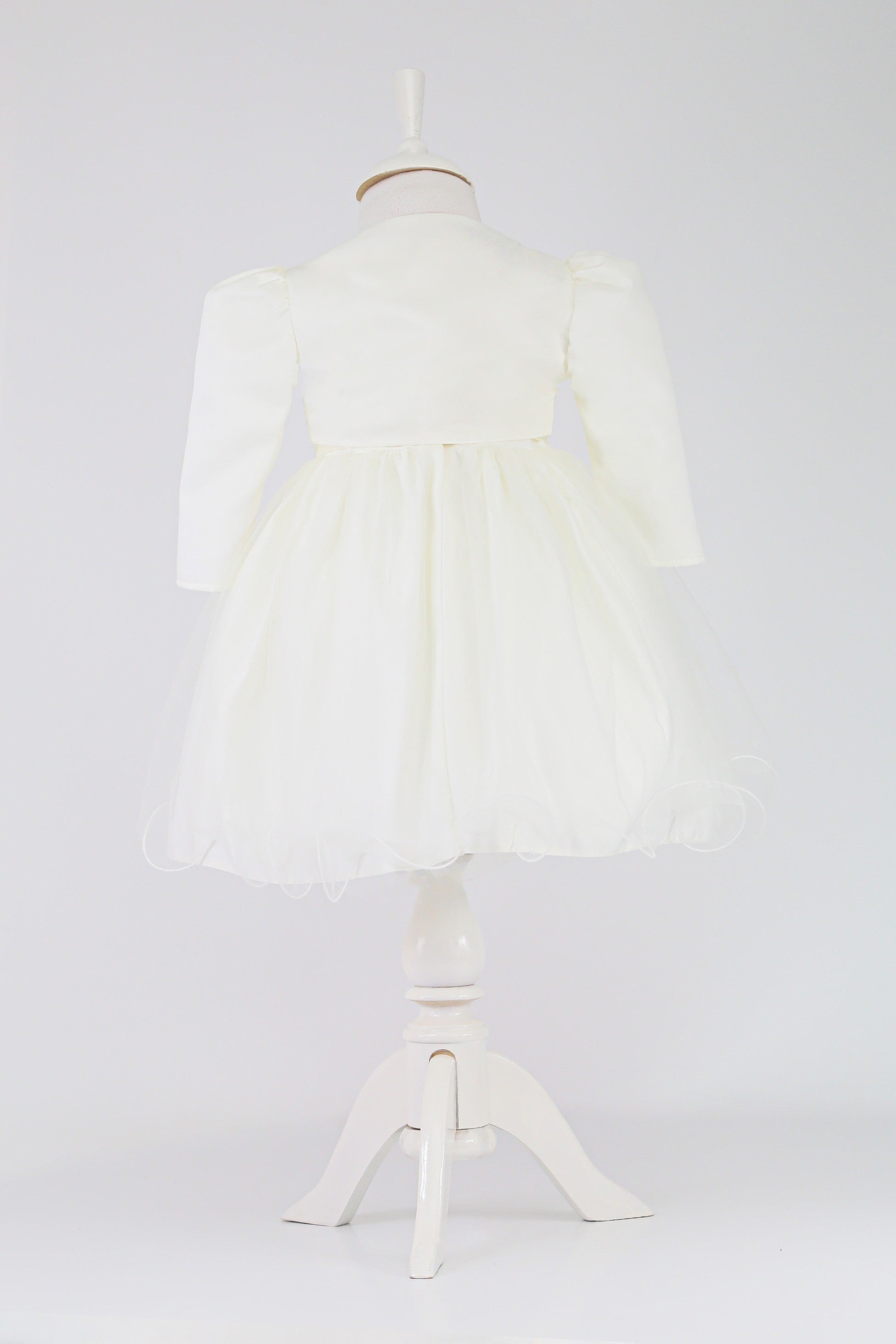 Baby Mädchen Ärmelloses Kleid mit floraler Bolero - B1176 - Elfenbein
