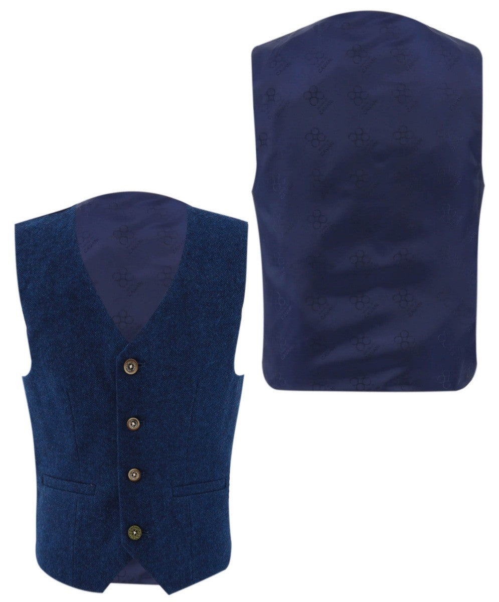 Costume en Tweed et Laine Slim Fit Bleu pour Garçons - ORSON - Bleu