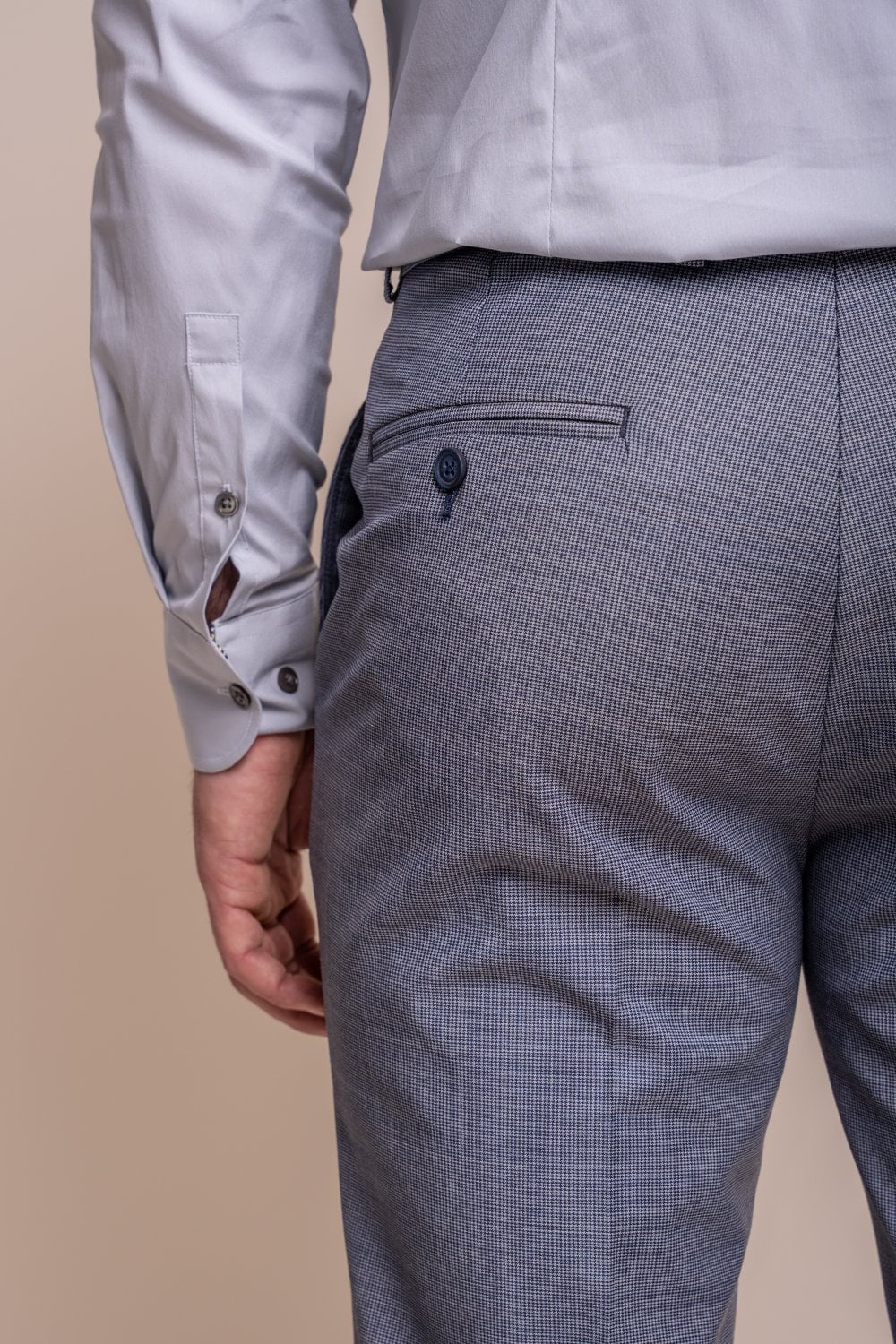 Herren Wollmischung Slim Fit Hose - BOND - Puppytooth Grau