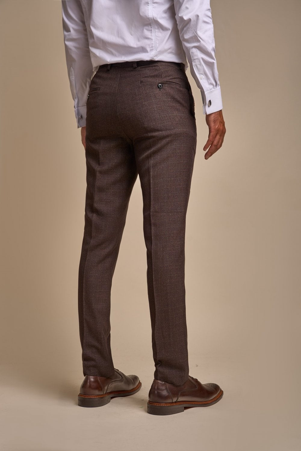 Costume en Tweed à Motif Check Slim Fit pour Homme - CARIDI - Brun