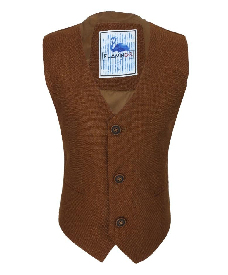 Men's Tweed Waistcoat Set - Cinnamon Brown