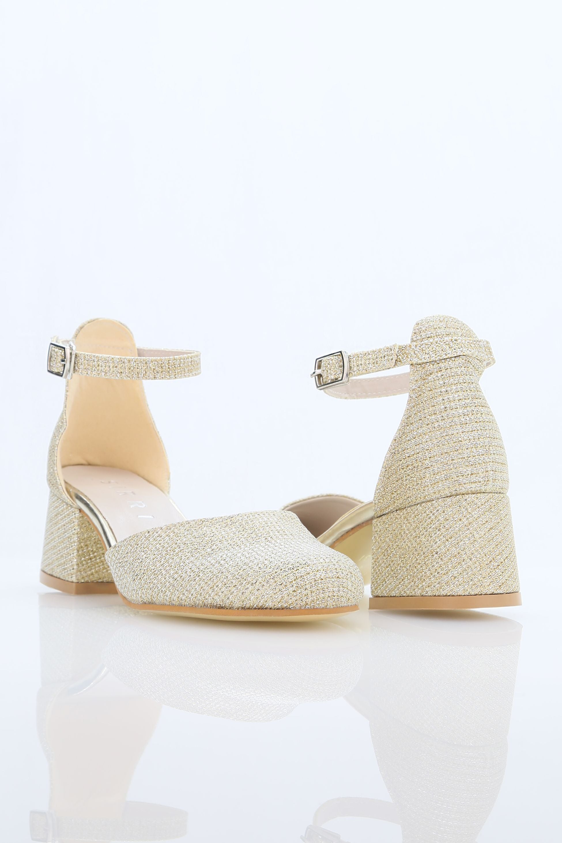 Chaussures à talons blocs blanches à bride pour filles - ELISE - Or