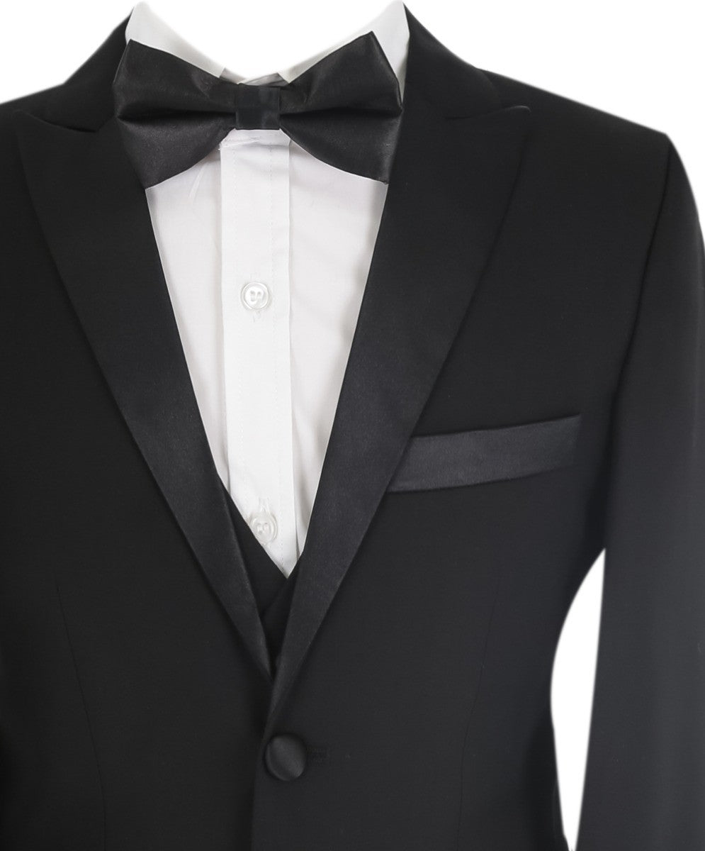 Jungen Glanzrevers Tuxedo Dinner Anzug - Schwarz