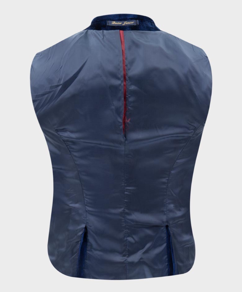 Blazer en Velours Tailored Fit avec Patte de Coude pour Garçons - Bleu Marine