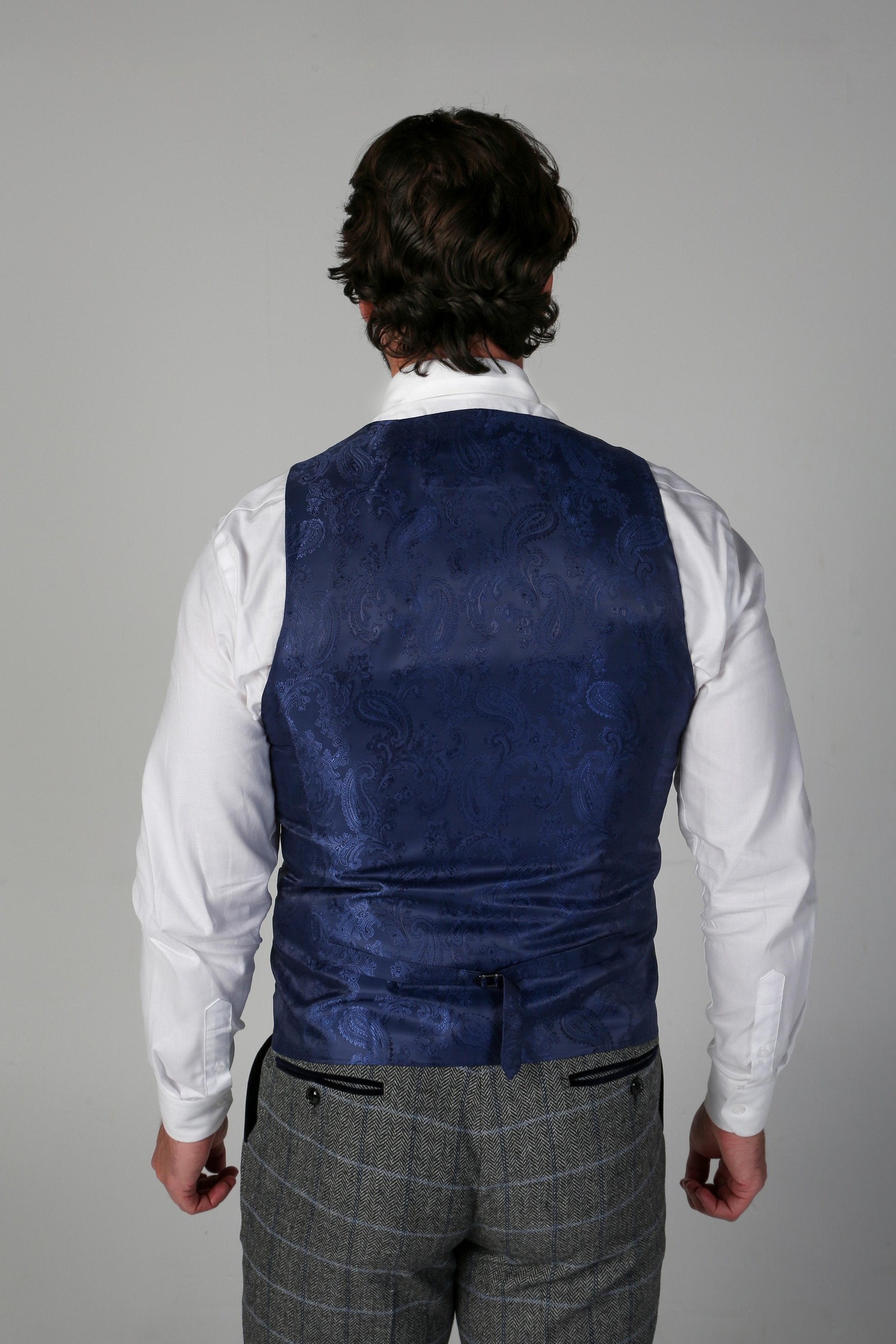Gilet Retro en Tweed à Motif Windowpane pour Homme - HARRIS - Gris