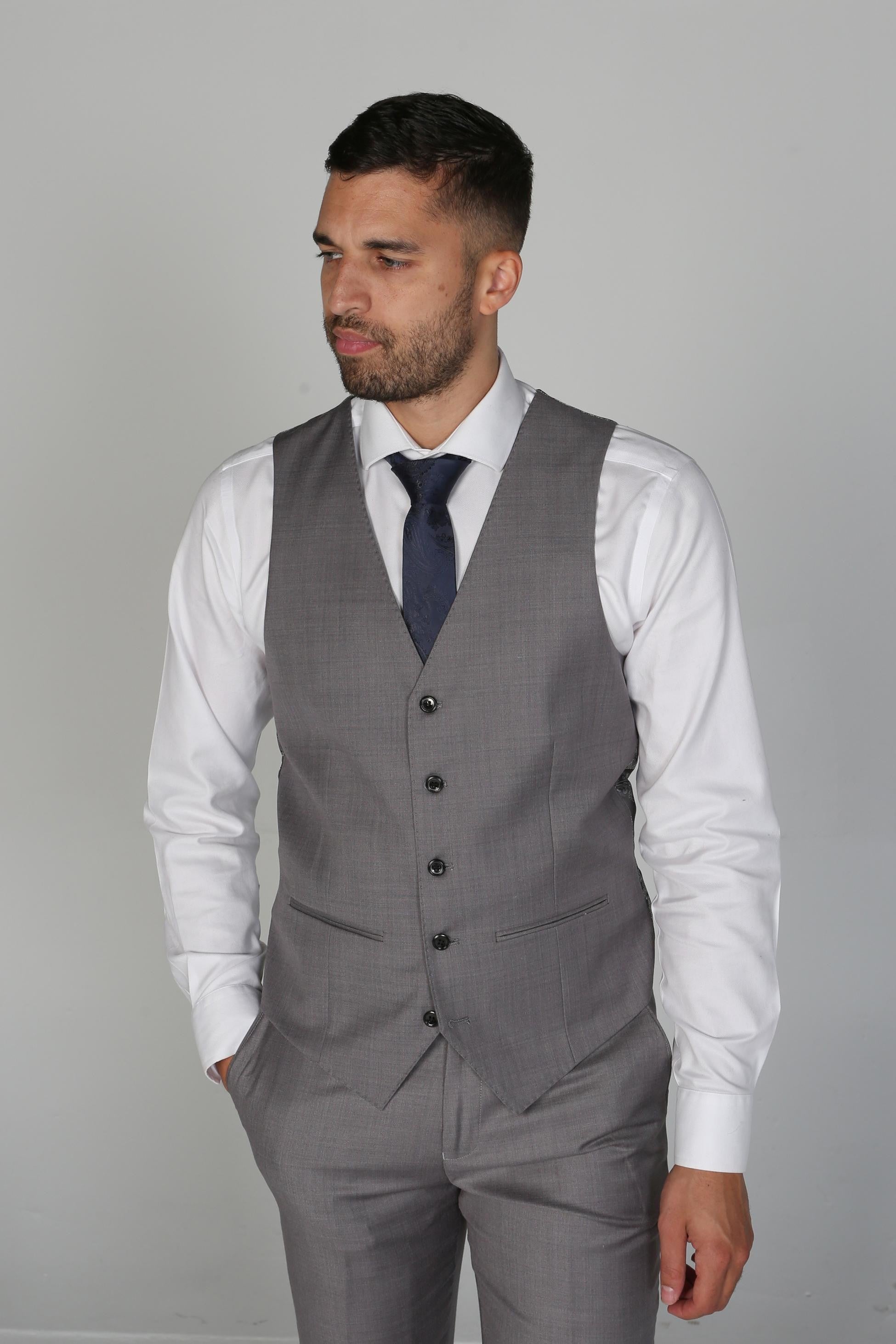 Men's Tailored Fit Formal Suit - CHARLES - Light Grey
