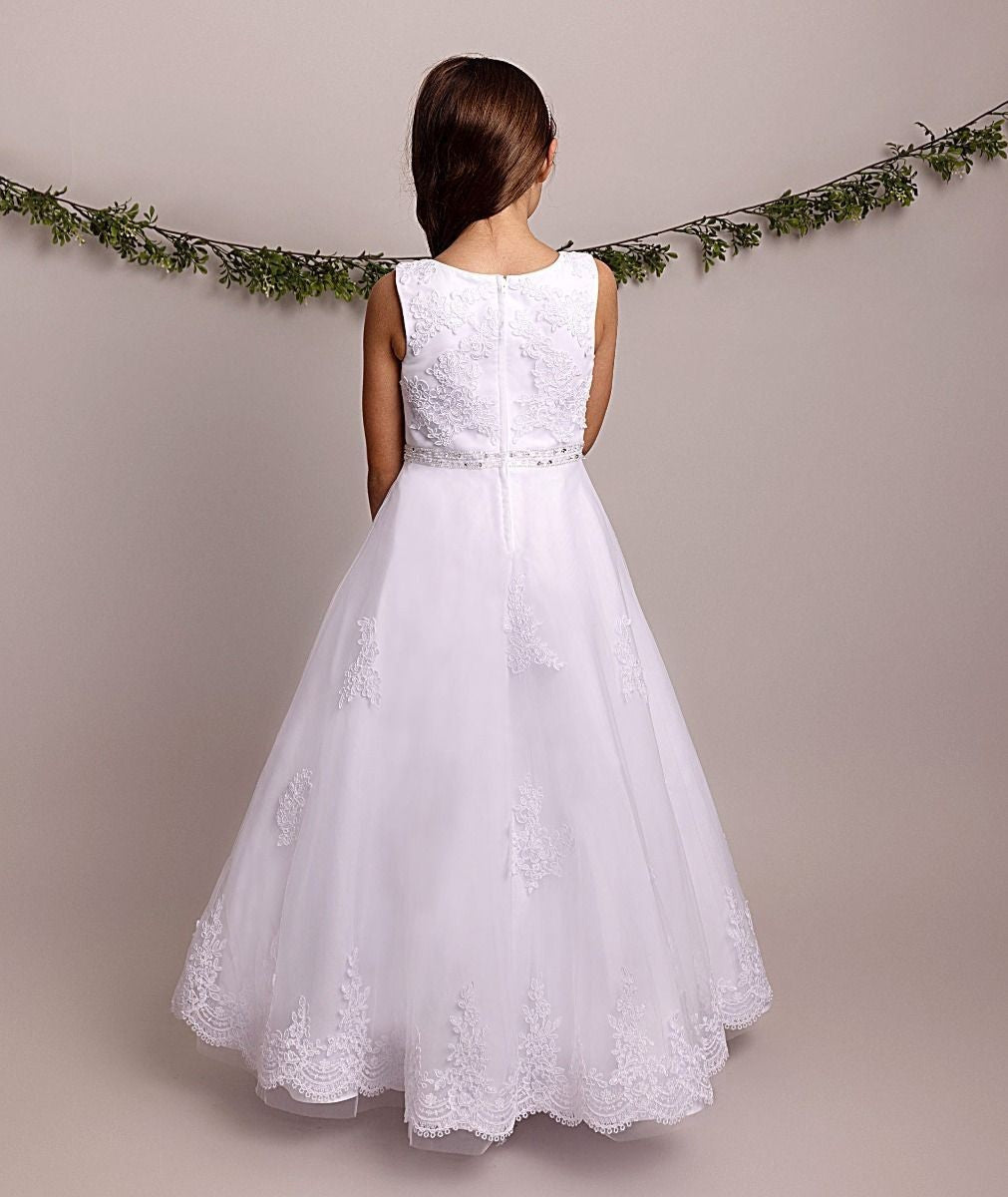 Girls White Lace & Sequin Dress – FALLON - White
