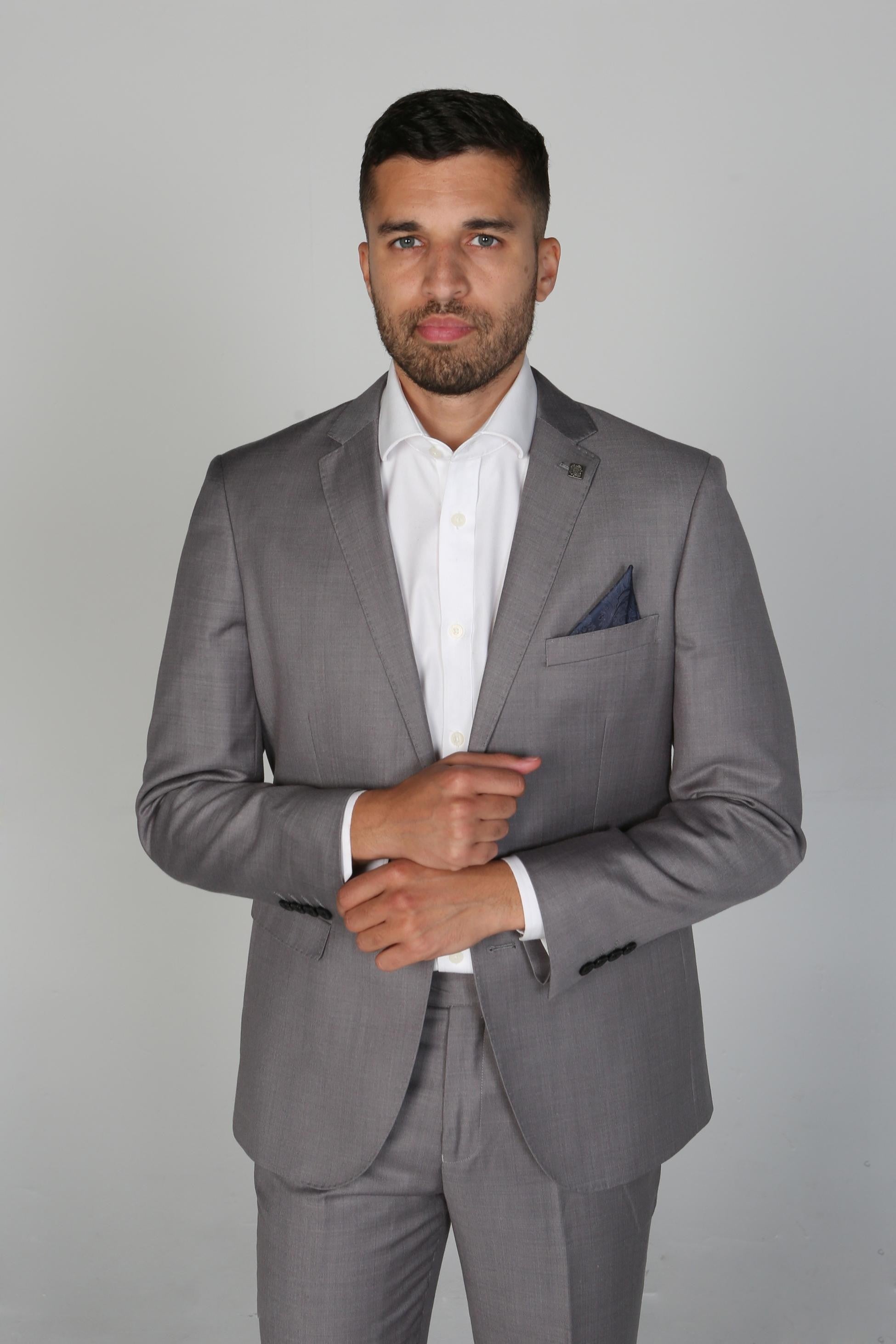 Men's Tailored Fit Formal Suit - CHARLES - Light Grey