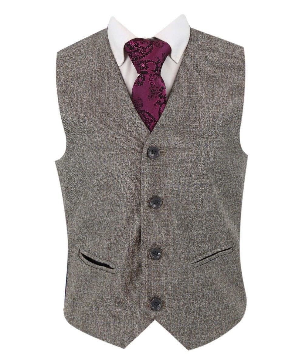 Costume Texturé Tailored Fit pour Garçons - Beige Foncé
