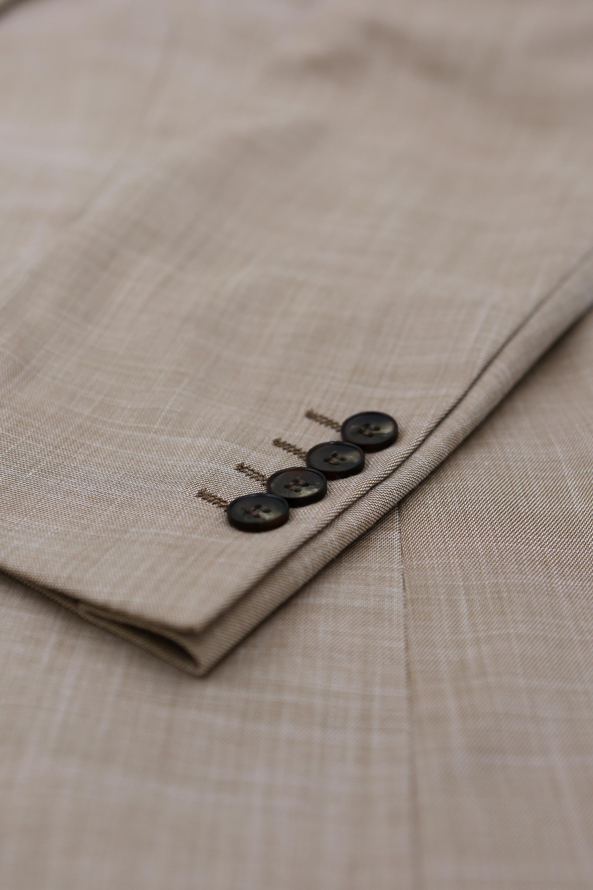 سترة بدلة رجالية بقصة مفصلة مربعة - كورت - بيج