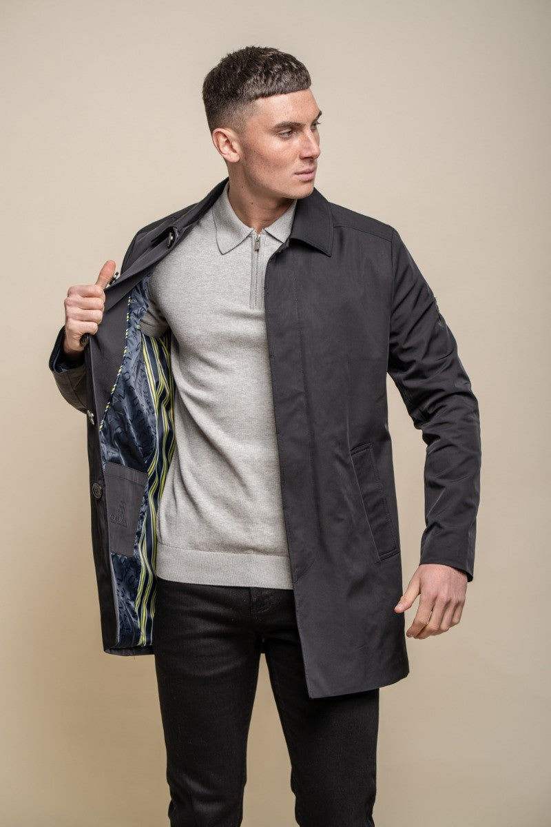 Manteau décontracté léger mi-long pour hommes - BARRACUDA - Noir