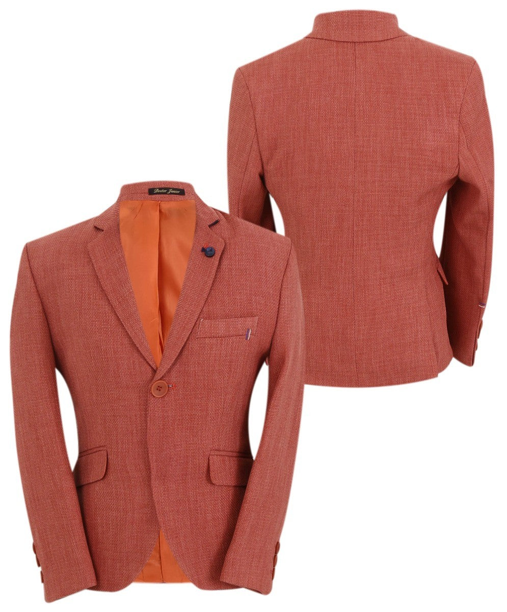 Blazer Texturé à Simple Bouton Slim Fit pour Garçons - VARDY - Brique