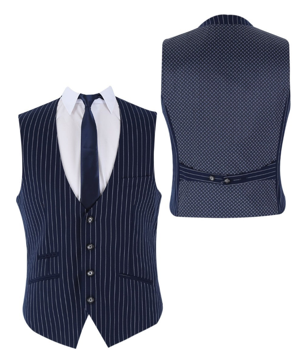 Costume à Rayures Bleu Marine Tailleur pour Homme - MASON - Bleu Marine