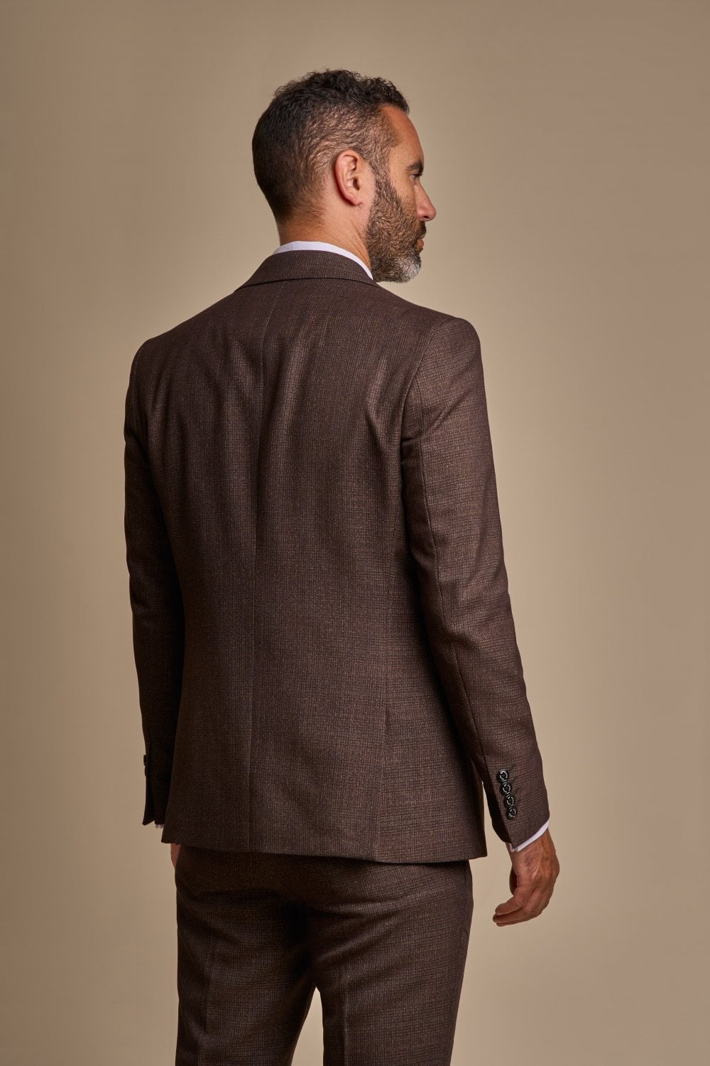 Costume en Tweed à Motif Check Slim Fit pour Homme - CARIDI - Brun